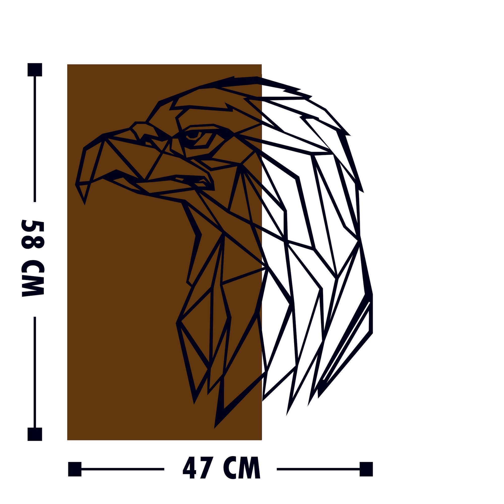 Elegante acessório decorativo de parede em madeira, 47 x 58 cm | 50% madeira (3 cm de espessura) e 50% metal | Acabamento em nogueira e preto, variações de textura exclusivas
