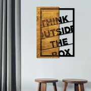 Acessório Decorativo de Parede – 42 x 58 cm – Nogueira e preto – Madeira e metal