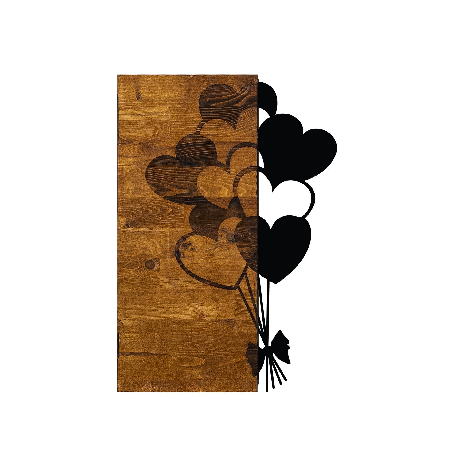 Acessório Decorativo de Parede – 39 x 58 cm – Nogueira e Preto – Madeira e Metal