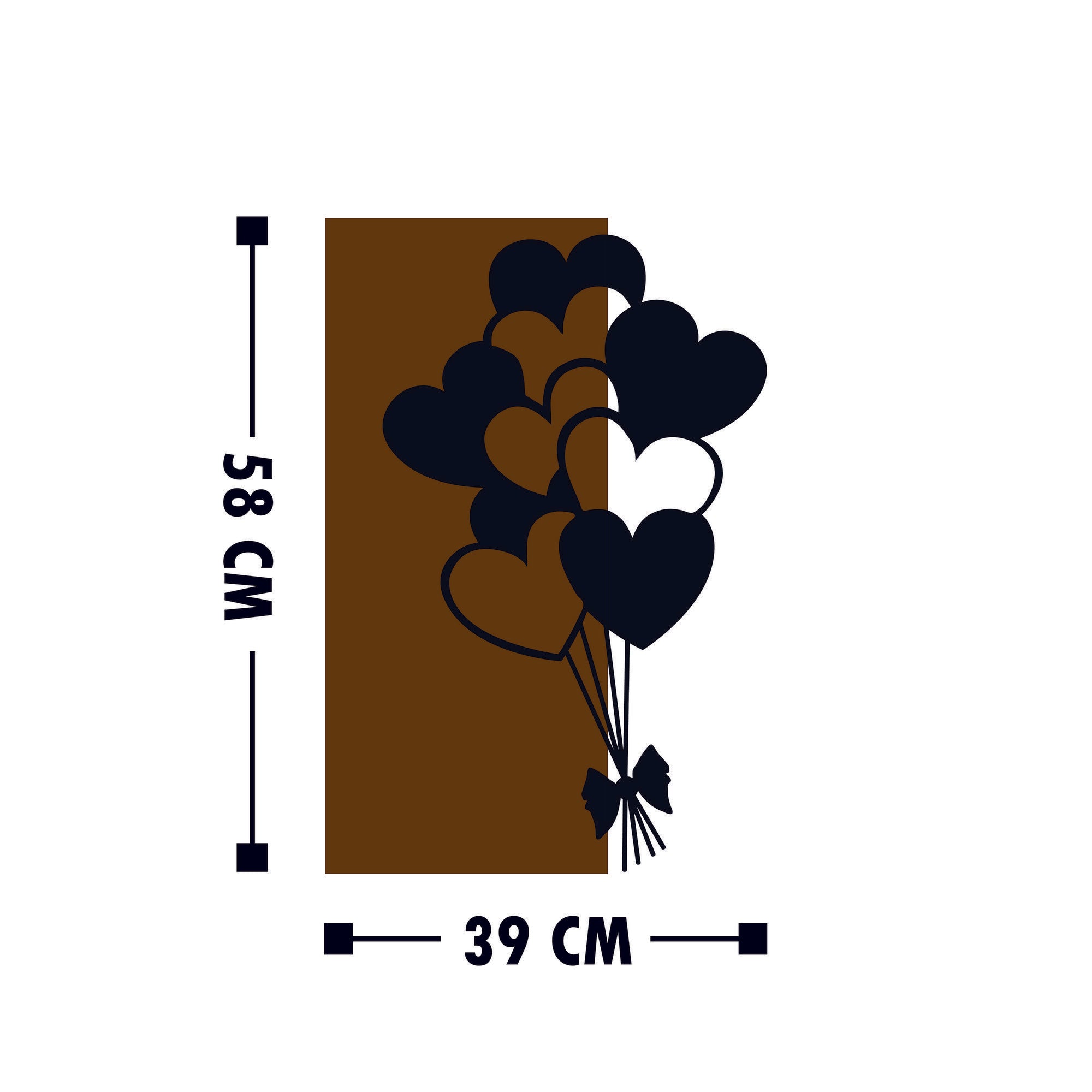 Acessório Decorativo de Parede – 39 x 58 cm – Nogueira e Preto – Madeira e Metal