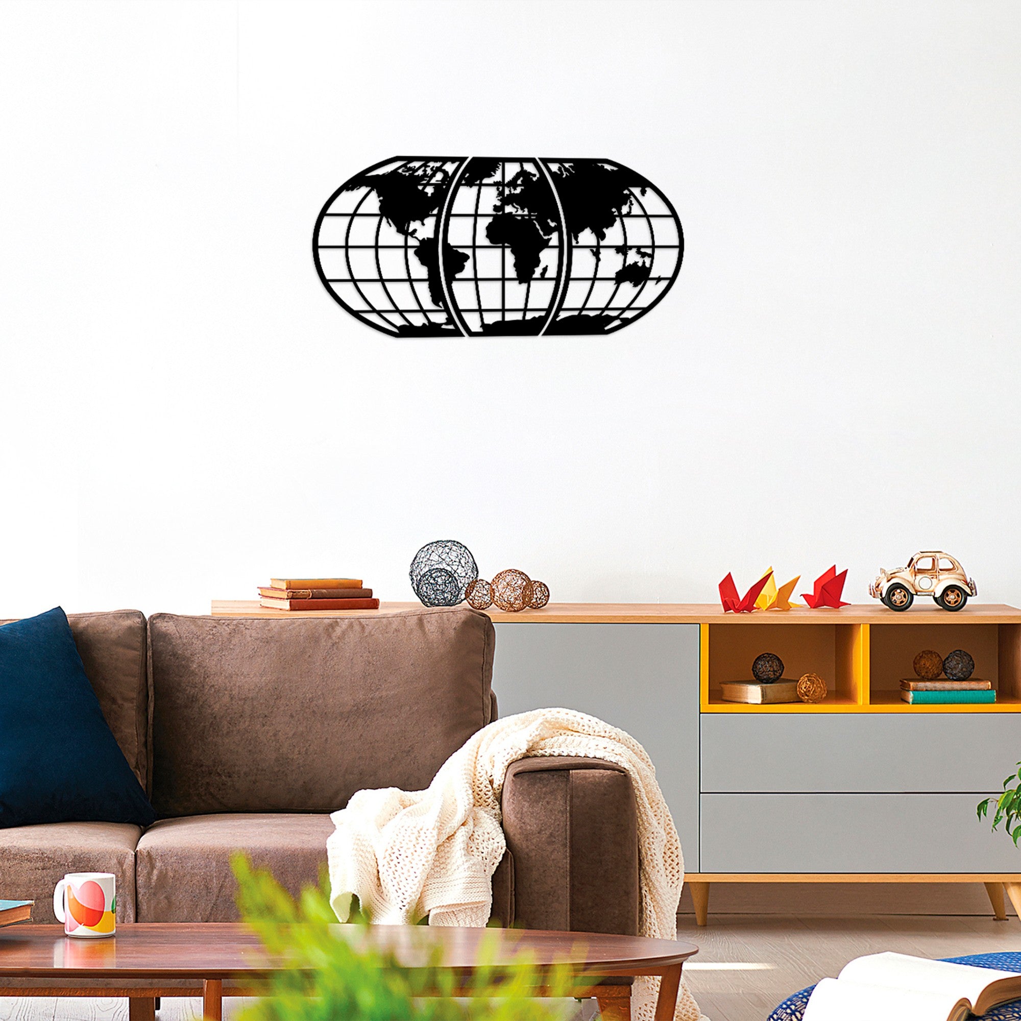 Elegante acessório decorativo de parede em madeira preta, 58 x 116 cm | 100% madeira, 8 mm de espessura | Design cortado a laser, embalagem protegida, decoração elegante para casa