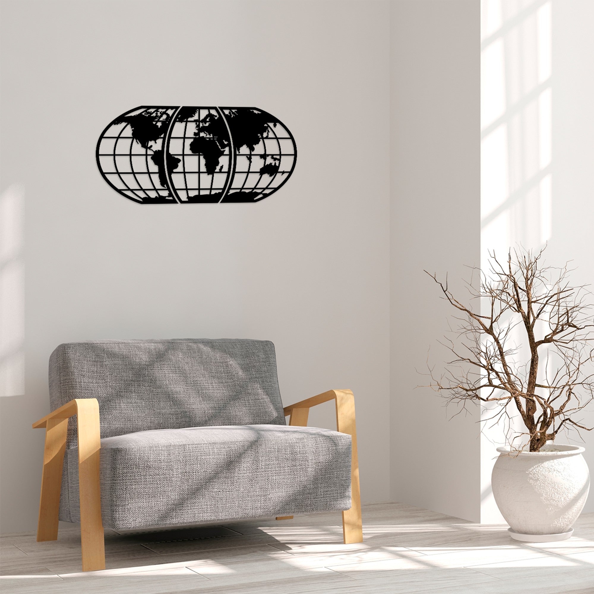 Elegante acessório decorativo de parede em madeira preta, 58 x 116 cm | 100% madeira, 8 mm de espessura | Design cortado a laser, embalagem protegida, decoração elegante para casa