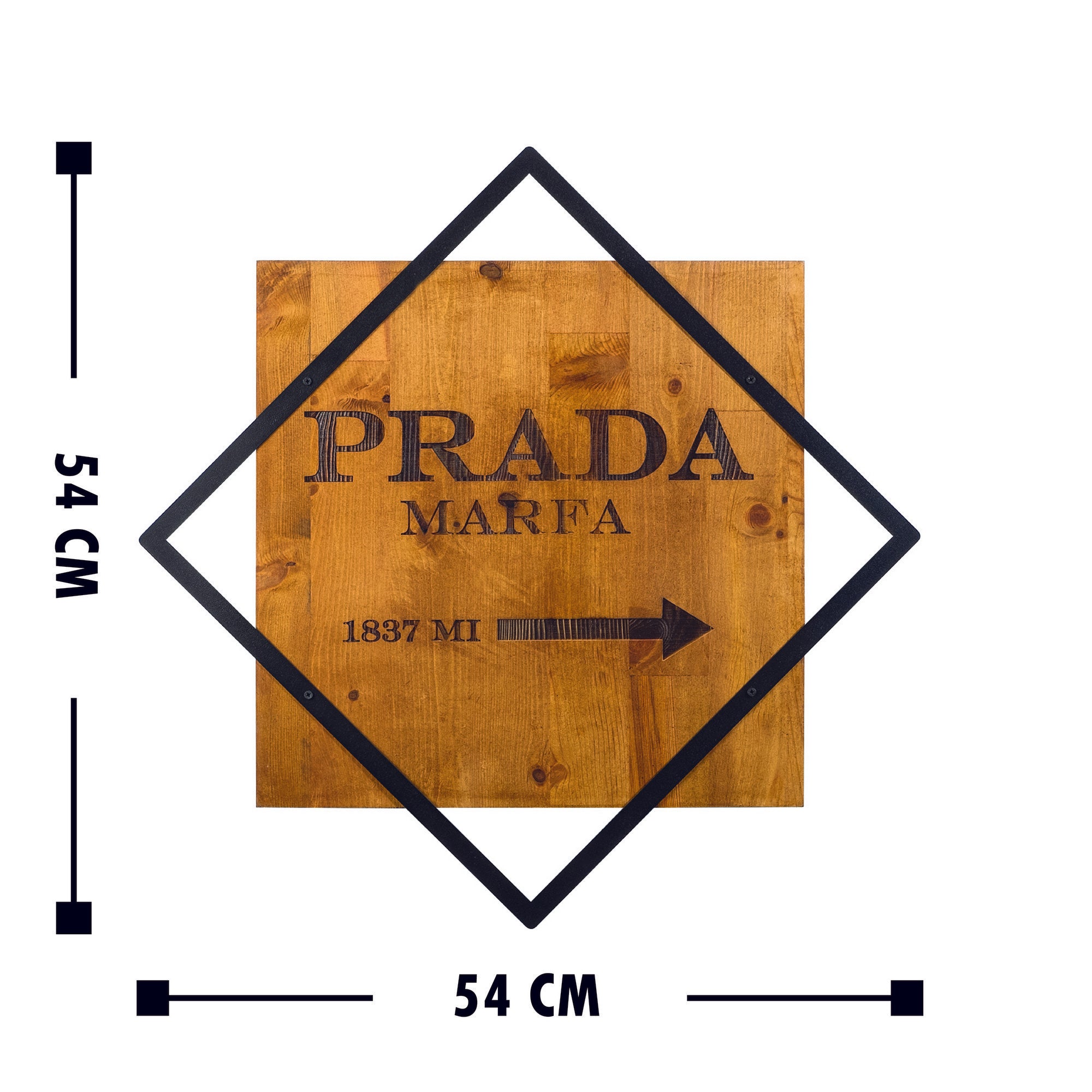 Acessório Decorativo de Parede – 54 x 54 cm – Nogueira e preto – Madeira e metal