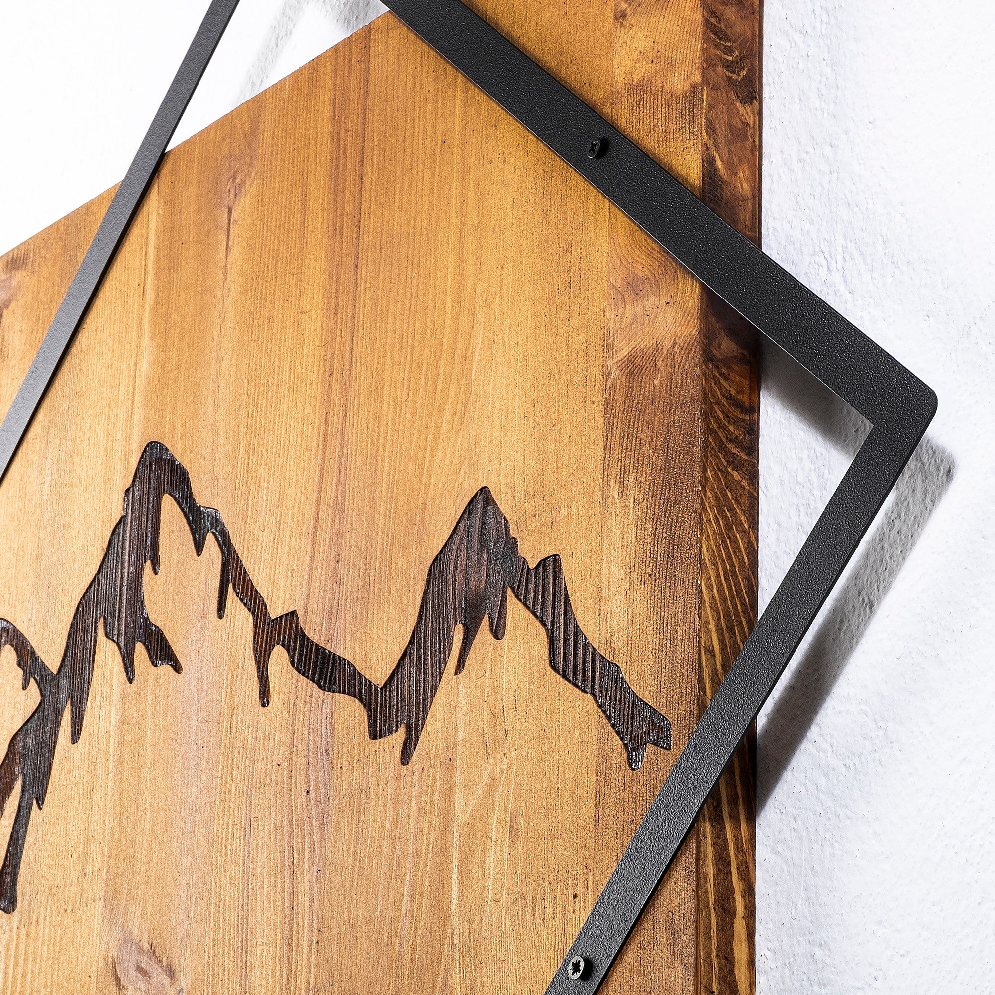 Acessório decorativo de parede – 54 x 54 cm – Nogueira e preto – Madeira e metal