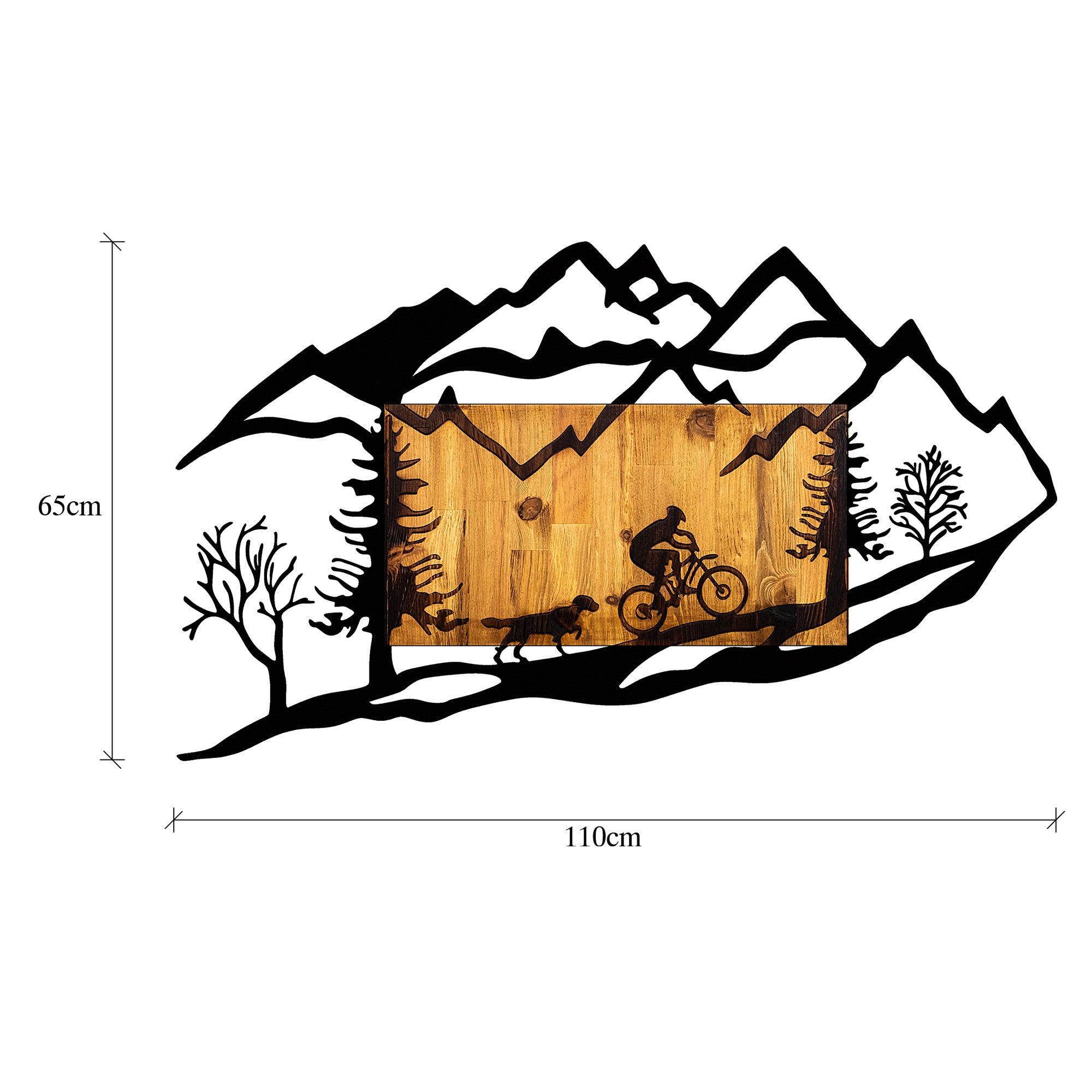 Acessório decorativo de parede – 110 x 3 x 65 cm – Nogueira e preto – Metal e madeira natural