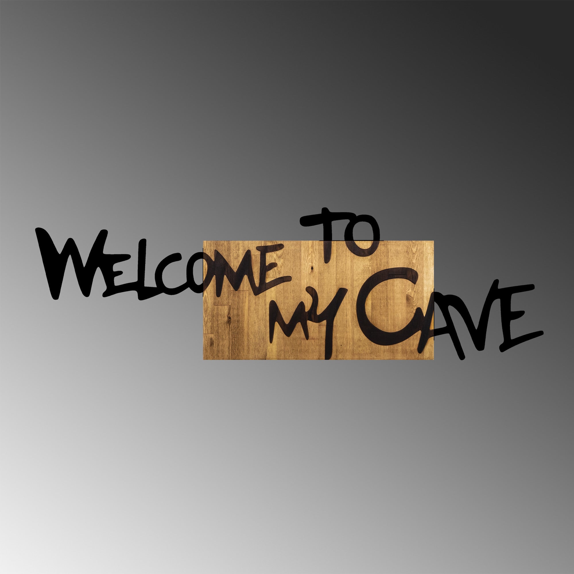 Acessório decorativo de parede – 128 x 3 x 39 cm – Nogueira e Preto – Metal e Madeira