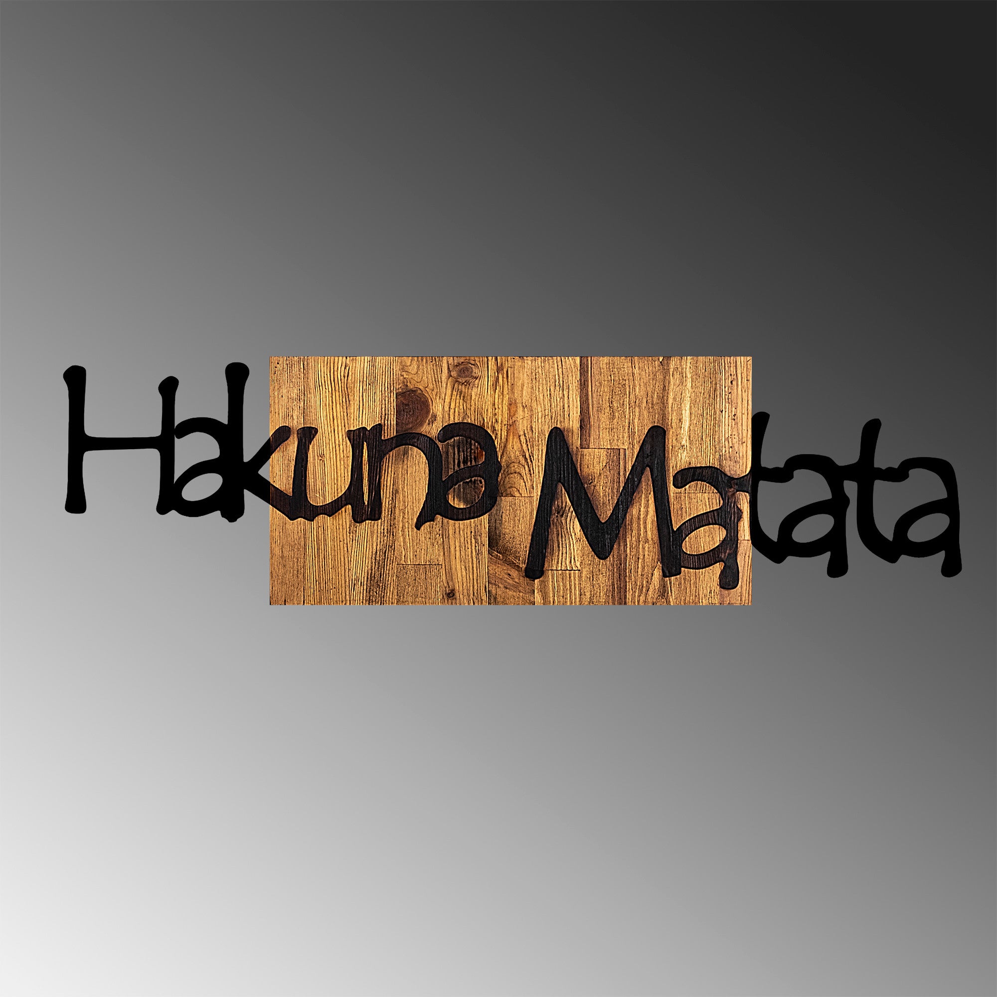 Acessório decorativo de parede – 108 x 3 x 30 cm – Preto e Nogueira clara – Madeira e metal