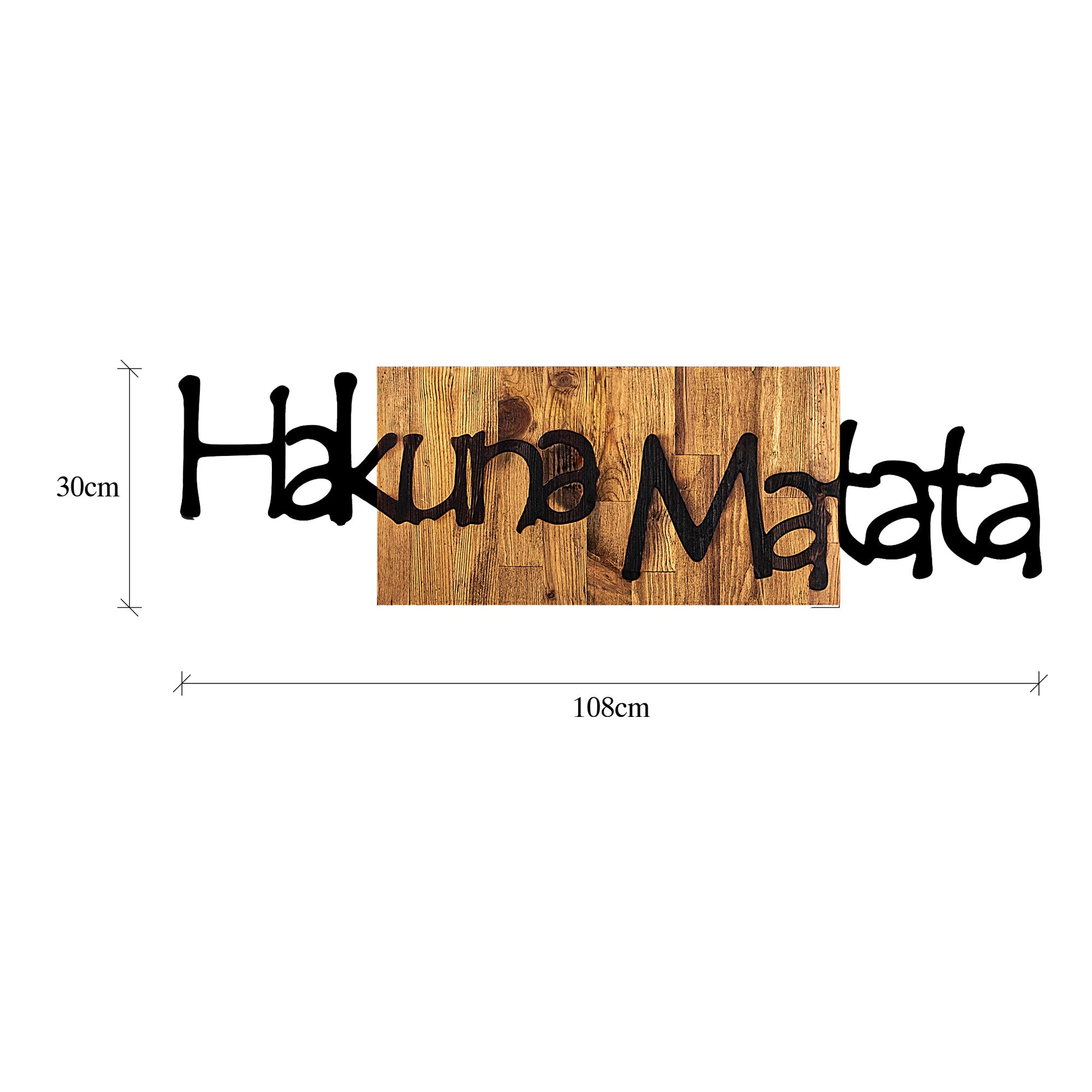 Acessório decorativo de parede – 108 x 3 x 30 cm – Preto e Nogueira clara – Madeira e metal