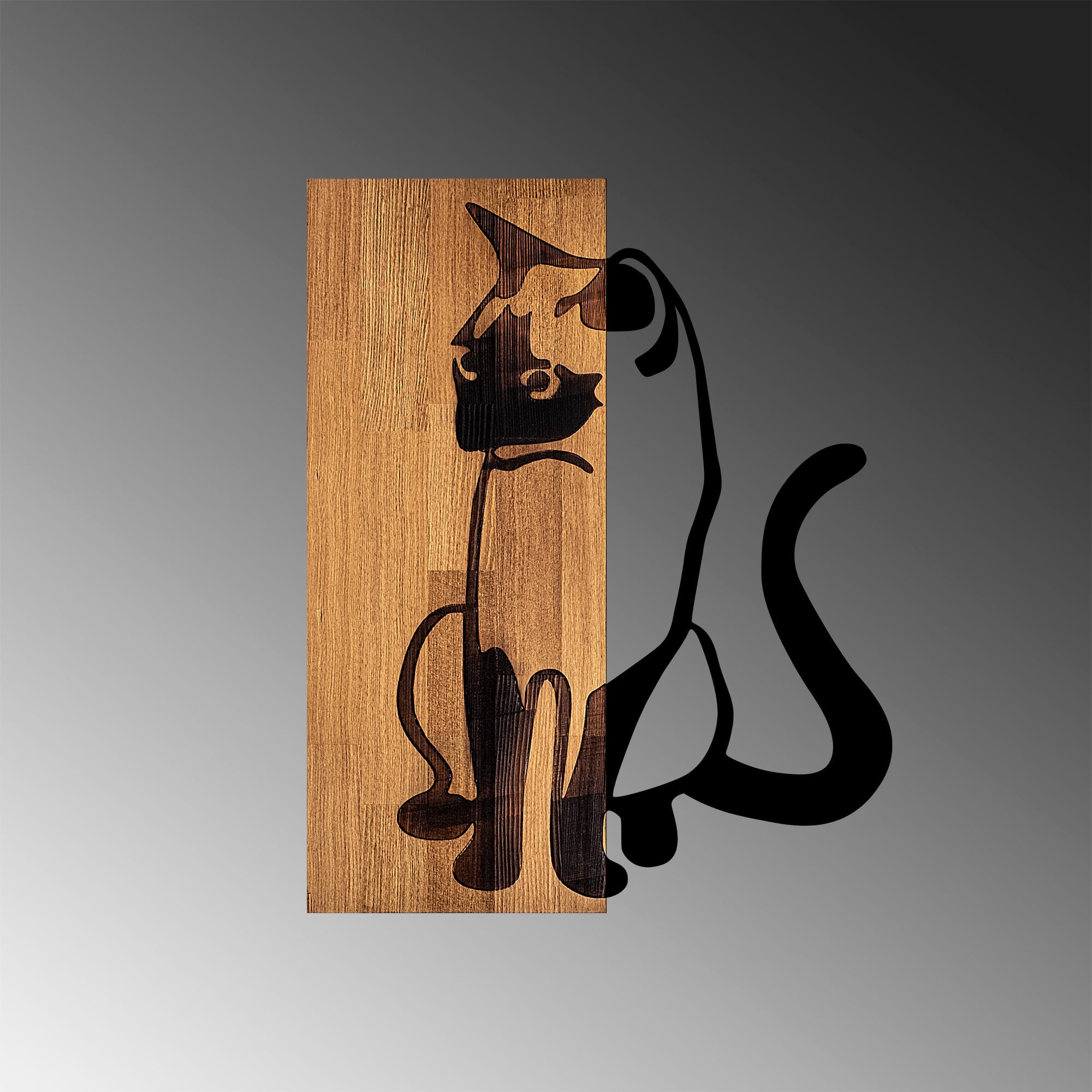Acessório Decorativo de Parede em Madeira e Metal – 47 x 58 cm – Noz e Preto