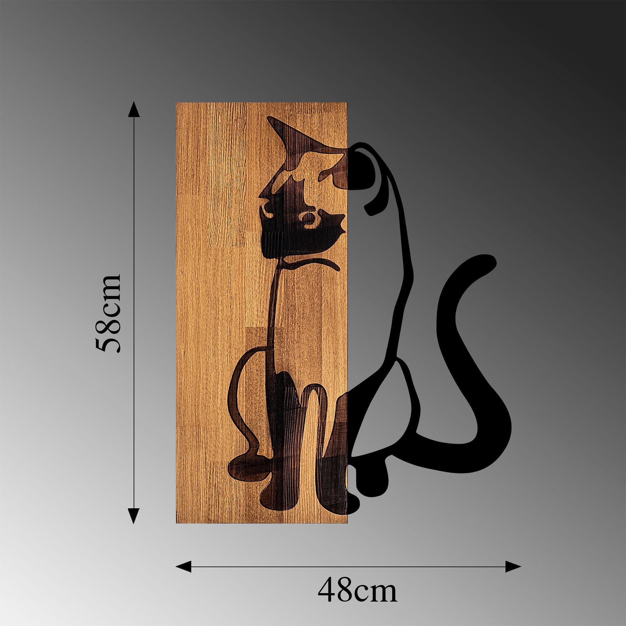 Acessório Decorativo de Parede em Madeira e Metal – 47 x 58 cm – Noz e Preto