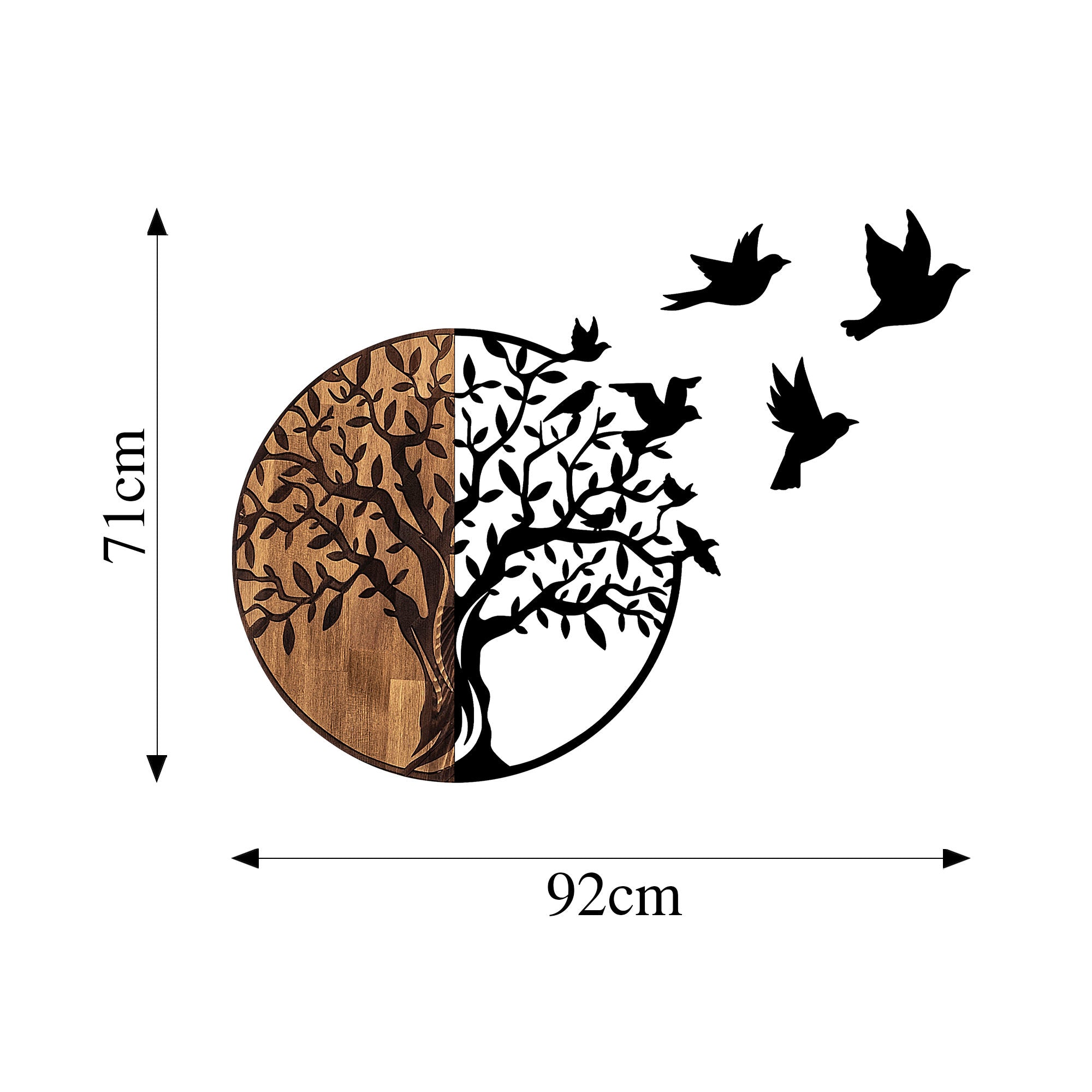 Acessório Decorativo de Parede – 92 x 3 x 71 cm – Preto e Nogueira – Madeira e Metal
