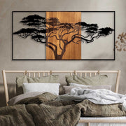 Acessório decorativo de parede – 147 x 3 x 70 cm – preto e nogueira – madeira e metal