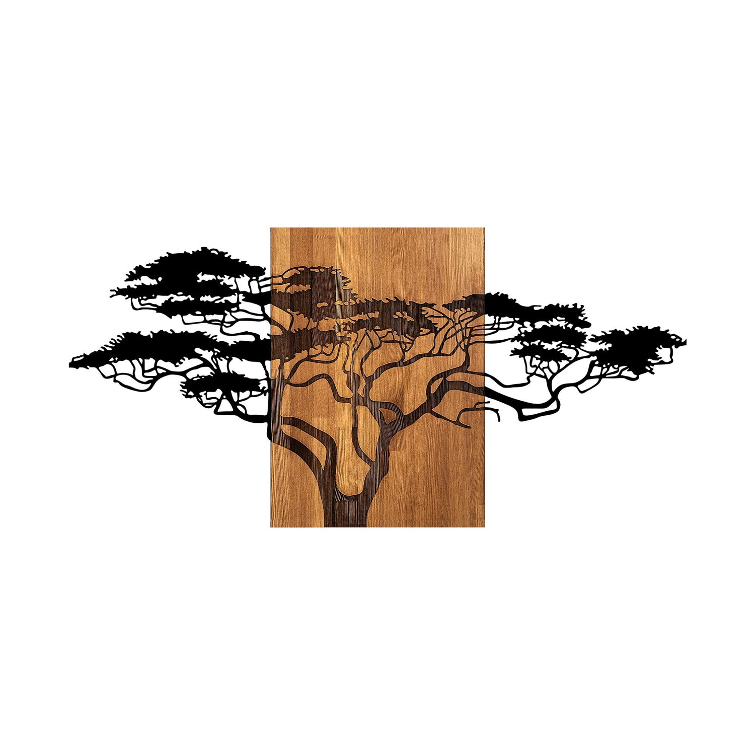 Acessório Decorativo de Parede – 144 x 3 x 70 cm – Preto e Nogueira – Madeira e Metal
