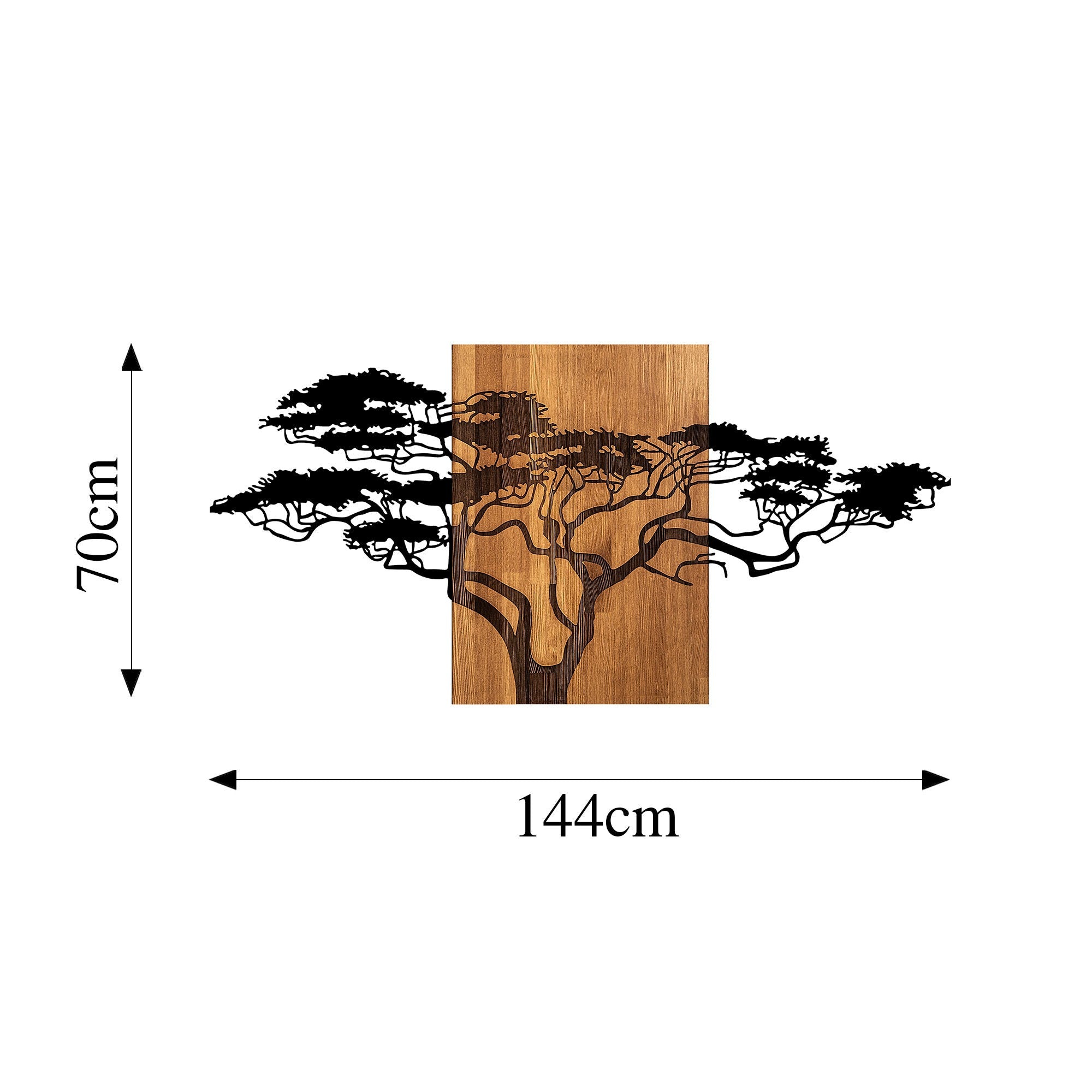Acessório Decorativo de Parede – 144 x 3 x 70 cm – Preto e Nogueira – Madeira e Metal