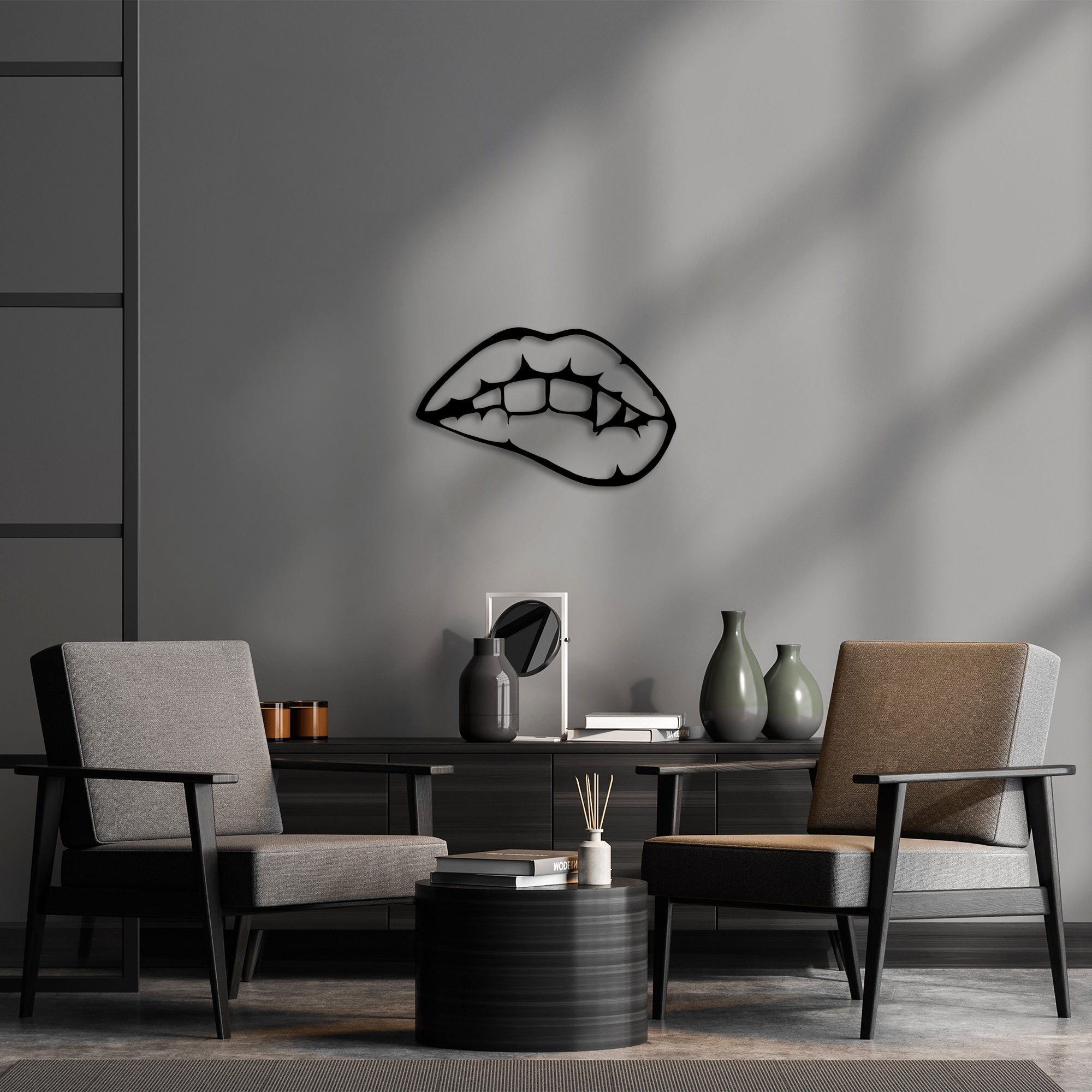 Acessório de parede decorativo de metal preto elegante, 42 x 69 cm | 100% metal, 1,5 mm de espessura | Perfeito para decoração moderna e arte de parede exclusiva