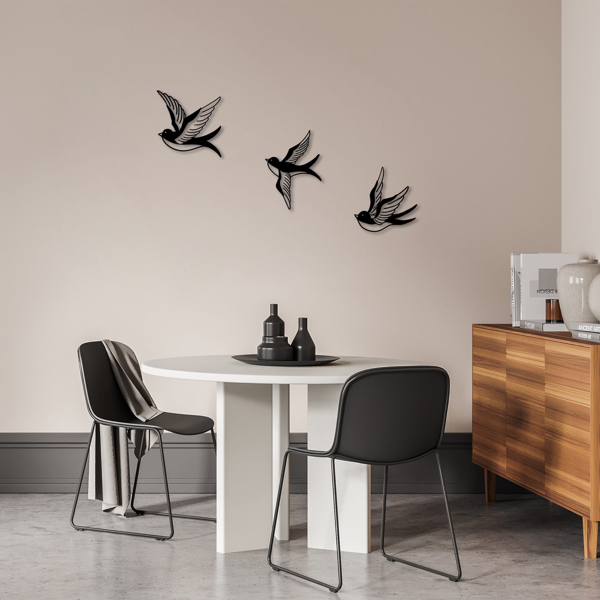 Acessório de Parede Decorativo – 22 x 23 cm, 20 x 29 cm, 20 x 24 cm – Preto – Metal