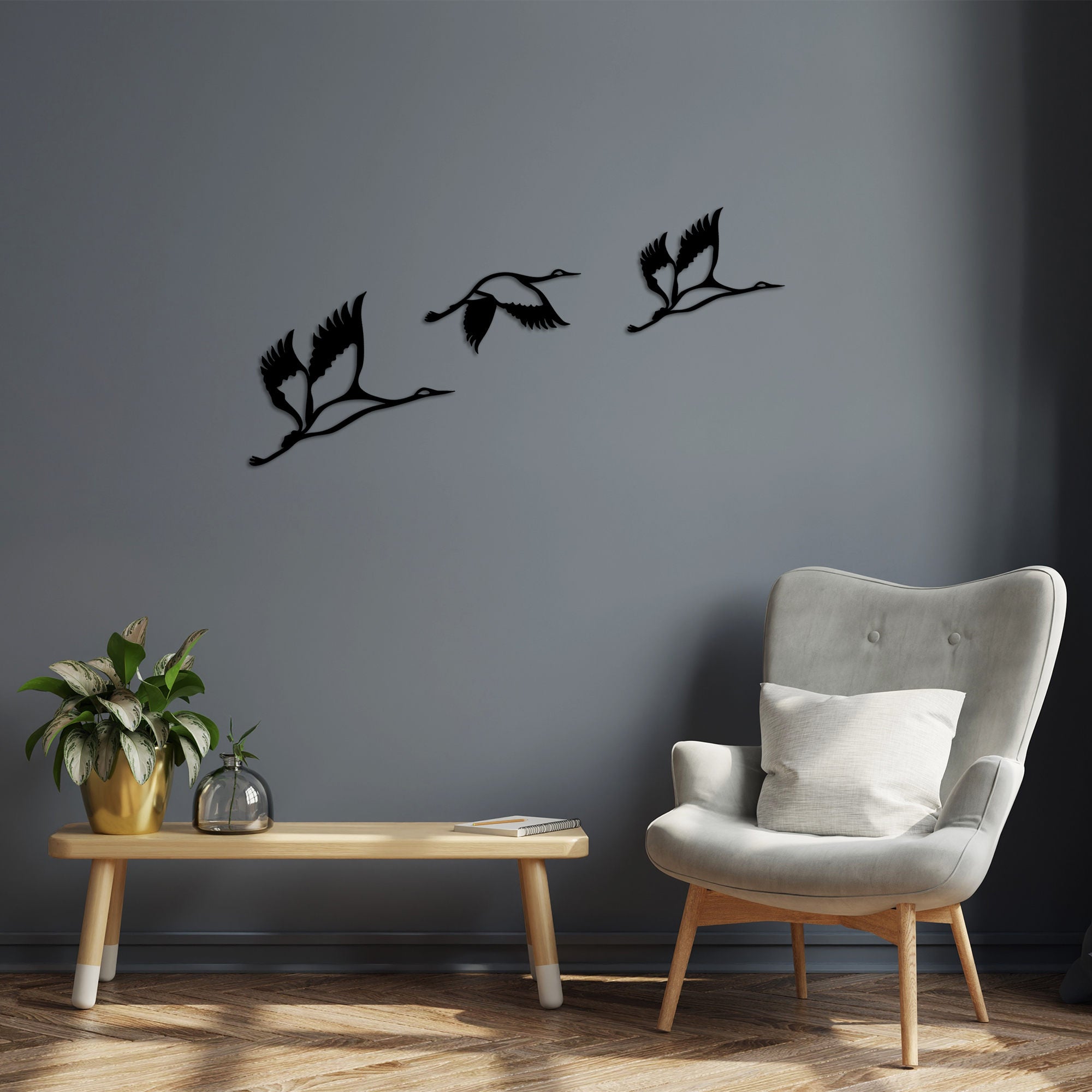 Acessórios de parede decorativos – 29 x 12 cm, 38 x 22 cm, 29 x 17 cm – preto – metal