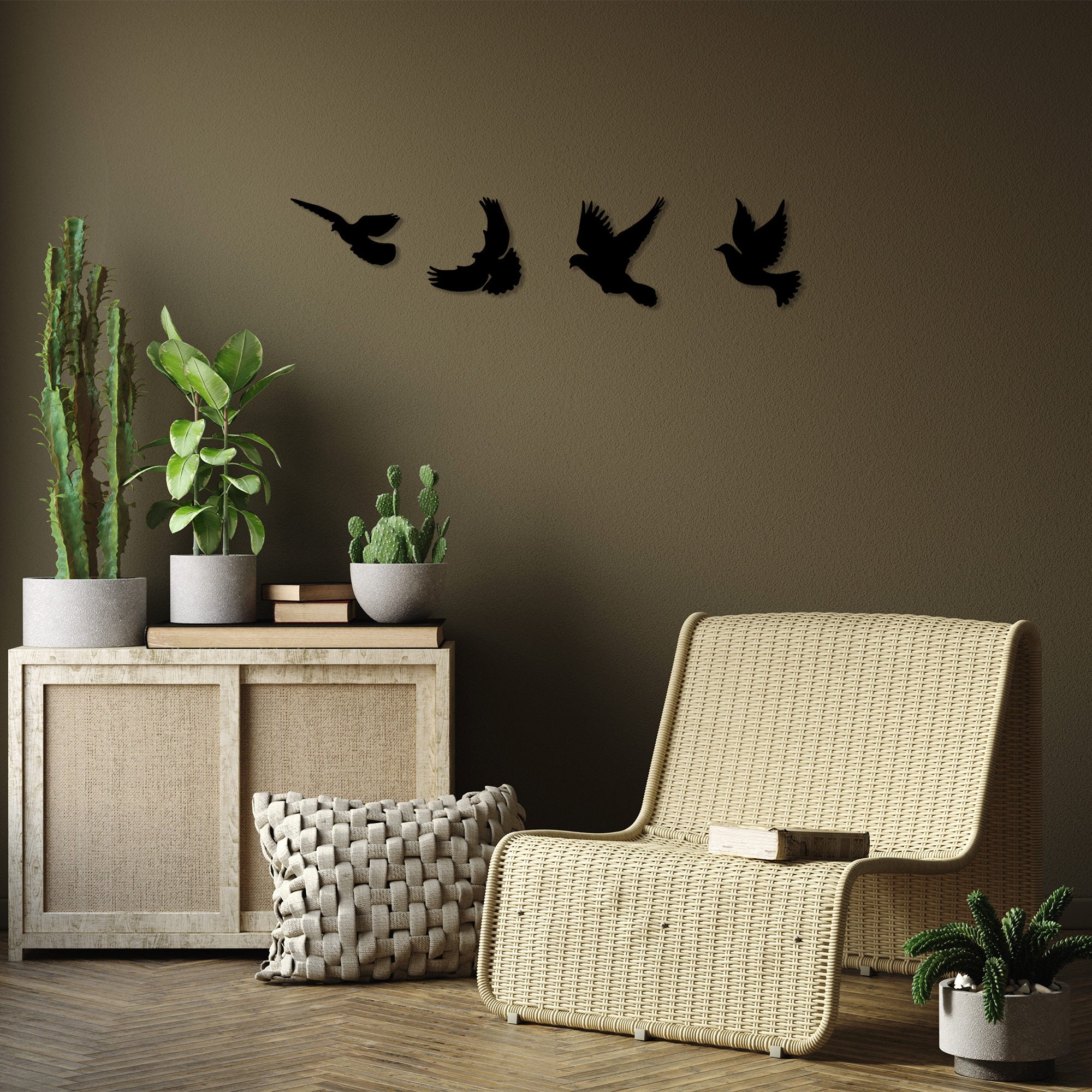 Acessório decorativo de parede em metal – 22 x 13 cm, 19 x 20 cm, 19 x 22 cm, 17 x 22 cm – preto – metal