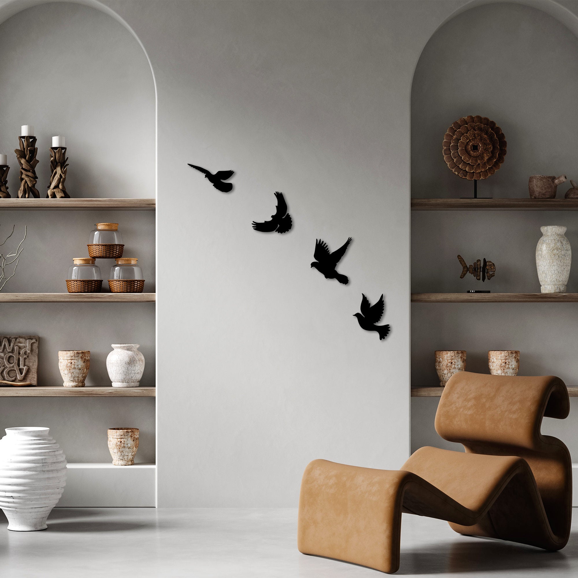 Acessório decorativo de parede em metal – 22 x 13 cm, 19 x 20 cm, 19 x 22 cm, 17 x 22 cm – preto – metal