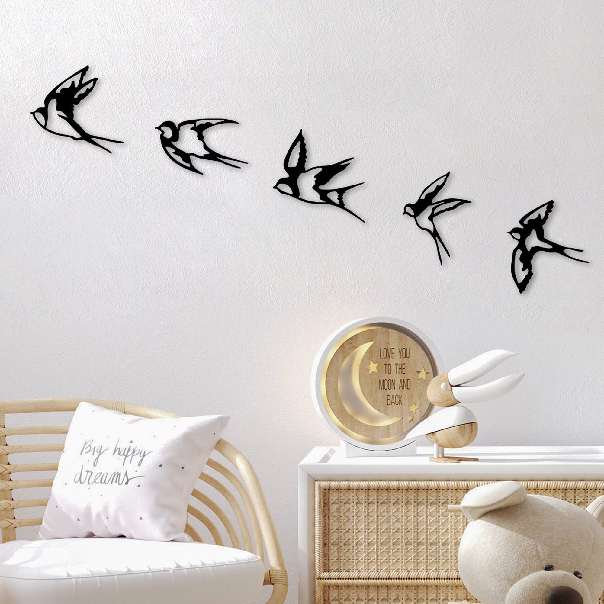 Acessório de parede decorativo – 19 x 18 cm, 19 x 19 cm, 19 x 11 cm, 17 x 19 cm, 14 x 19 cm – preto – metal