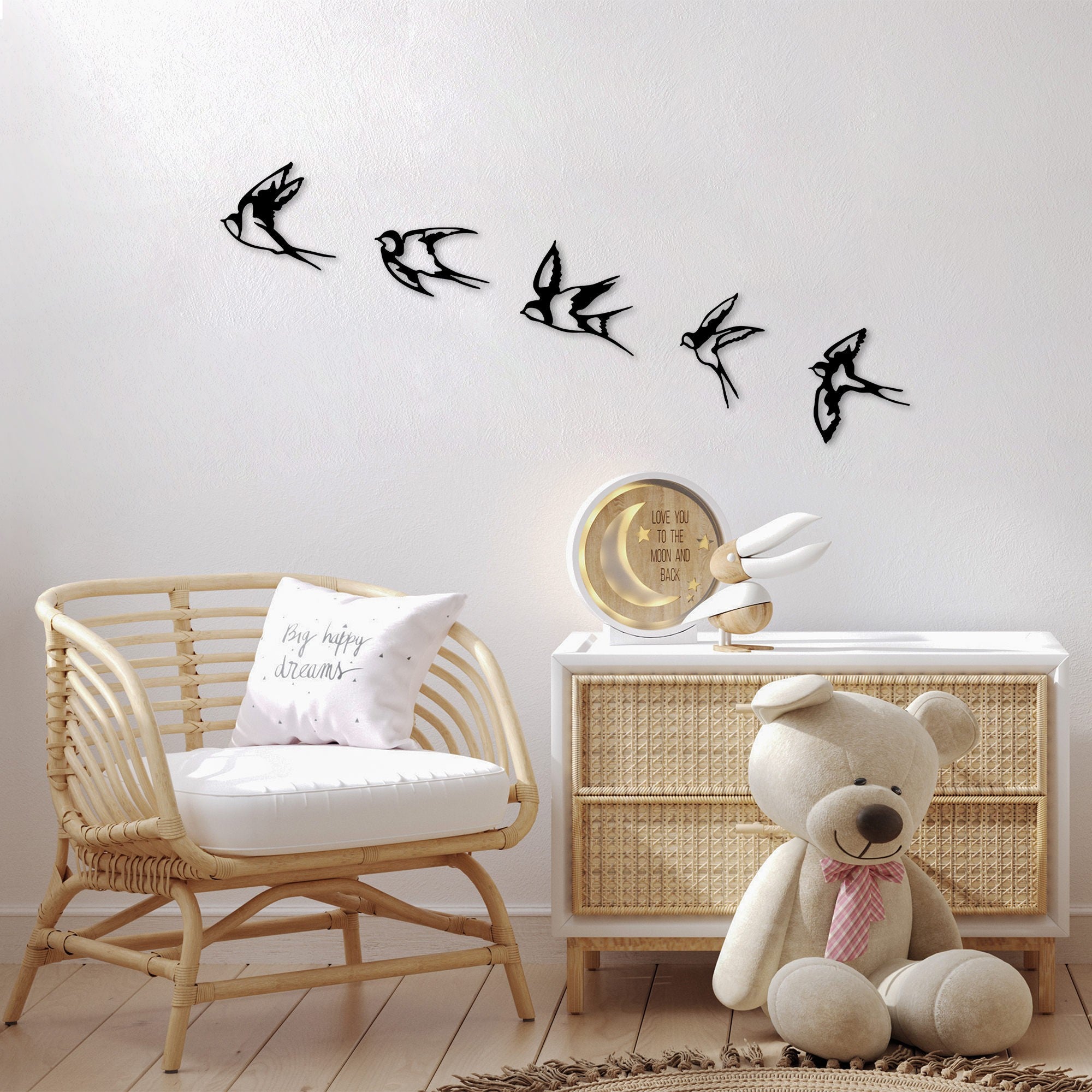 Acessório de parede decorativo – 19 x 18 cm, 19 x 19 cm, 19 x 11 cm, 17 x 19 cm, 14 x 19 cm – preto – metal