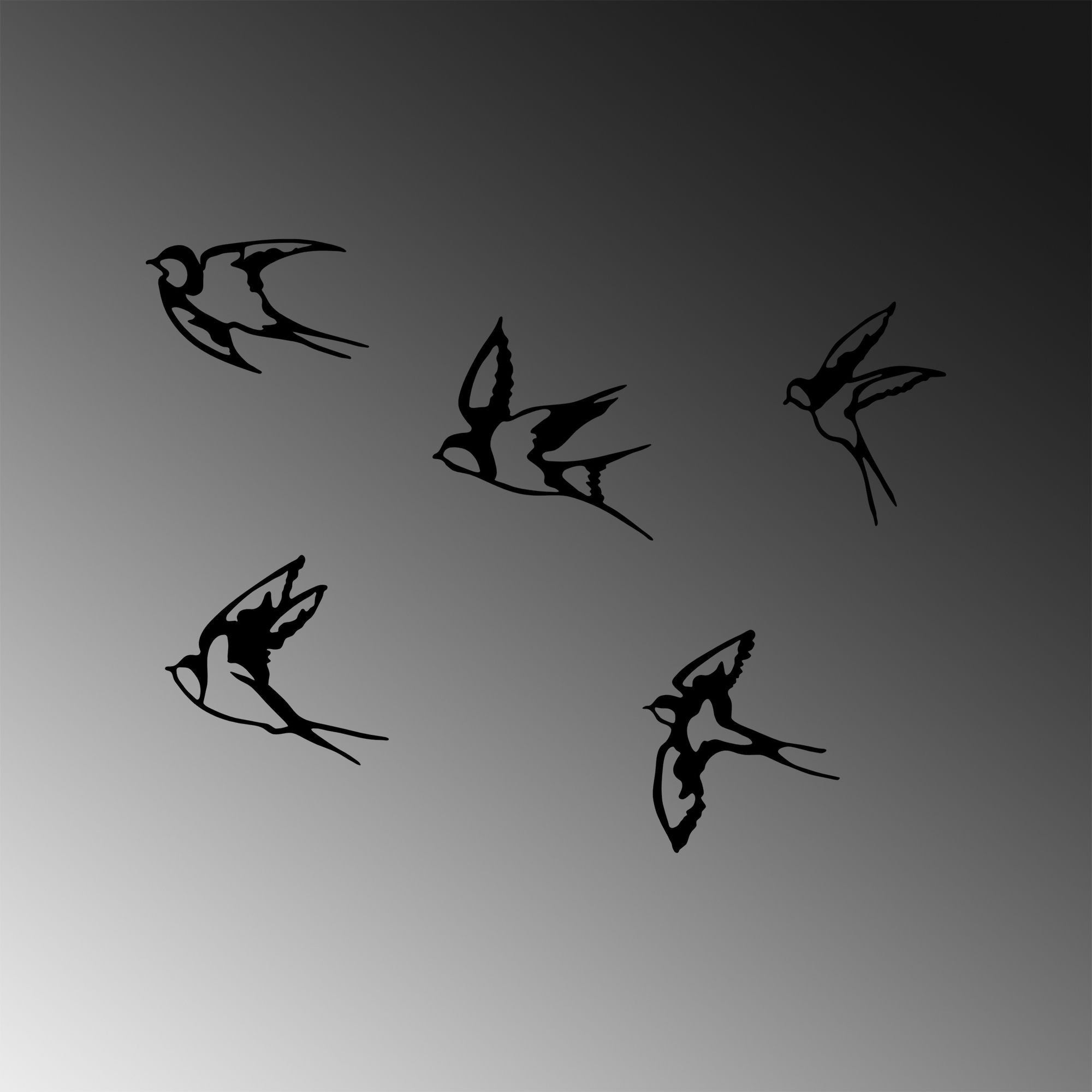 Acessório de parede decorativo – 19 x 18 cm, 19 x 19 cm, 19 x 11 cm, 17 x 19 cm, 14 x 19 cm – preto – metal