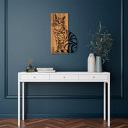Acessório decorativo de parede em madeira – 38 x 58 cm – nogueira e preto
