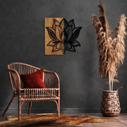 Acessório Decorativo de Parede em Madeira e Metal – 58 x 59 cm – Noz e Preto