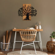 Acessório Decorativo de Parede em Madeira e Metal – 58 x 67 cm – Nogueira e Preto