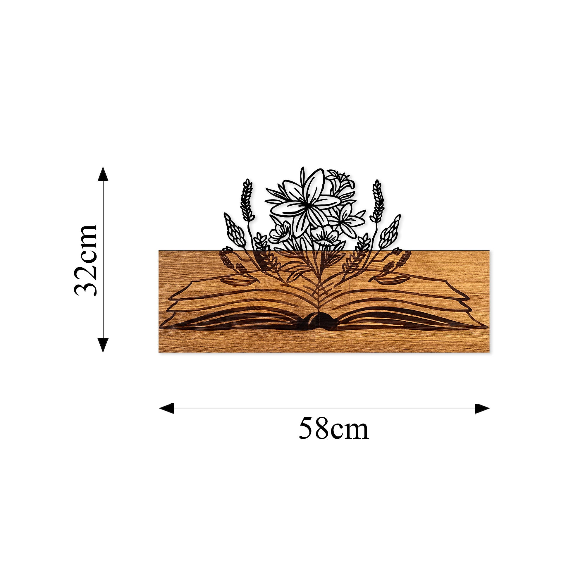 Acessório Decorativo de Parede – 33 x 58 cm – Nogueira e Preto – Madeira e Metal