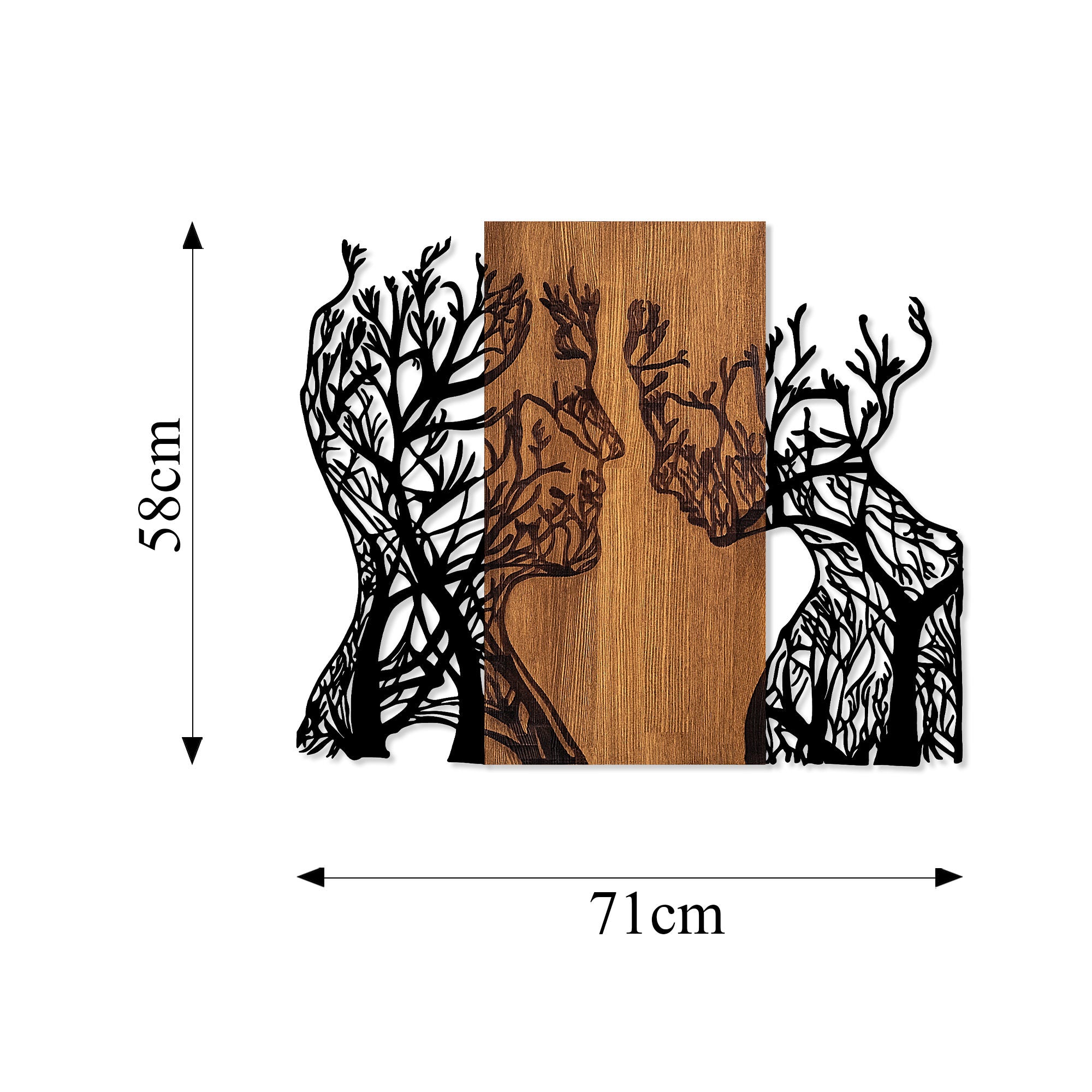 Acessório Decorativo de Parede – 58 x 70 cm – Nogueira e Preto – Madeira e Metal