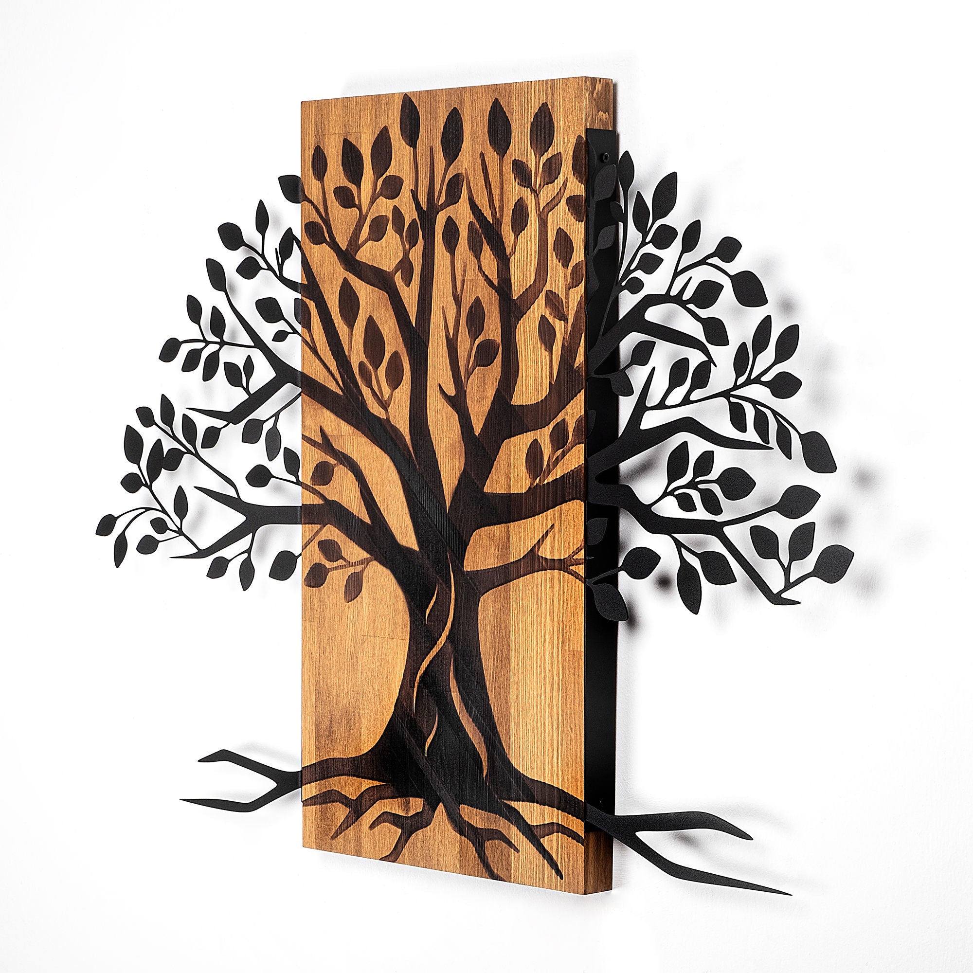 Acessório Decorativo de Parede – 58 x 80 cm – Noz e Preto – 100% Madeira e Metal