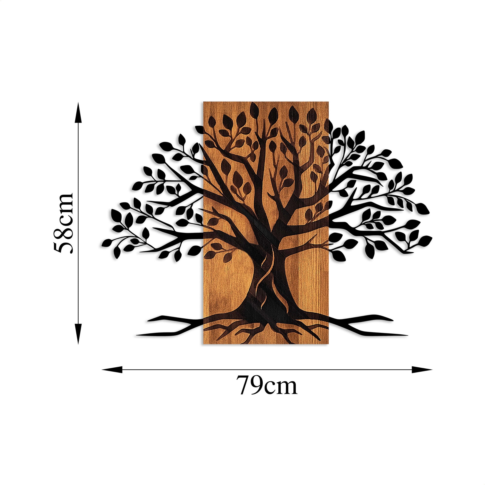 Acessório Decorativo de Parede – 58 x 80 cm – Noz e Preto – 100% Madeira e Metal