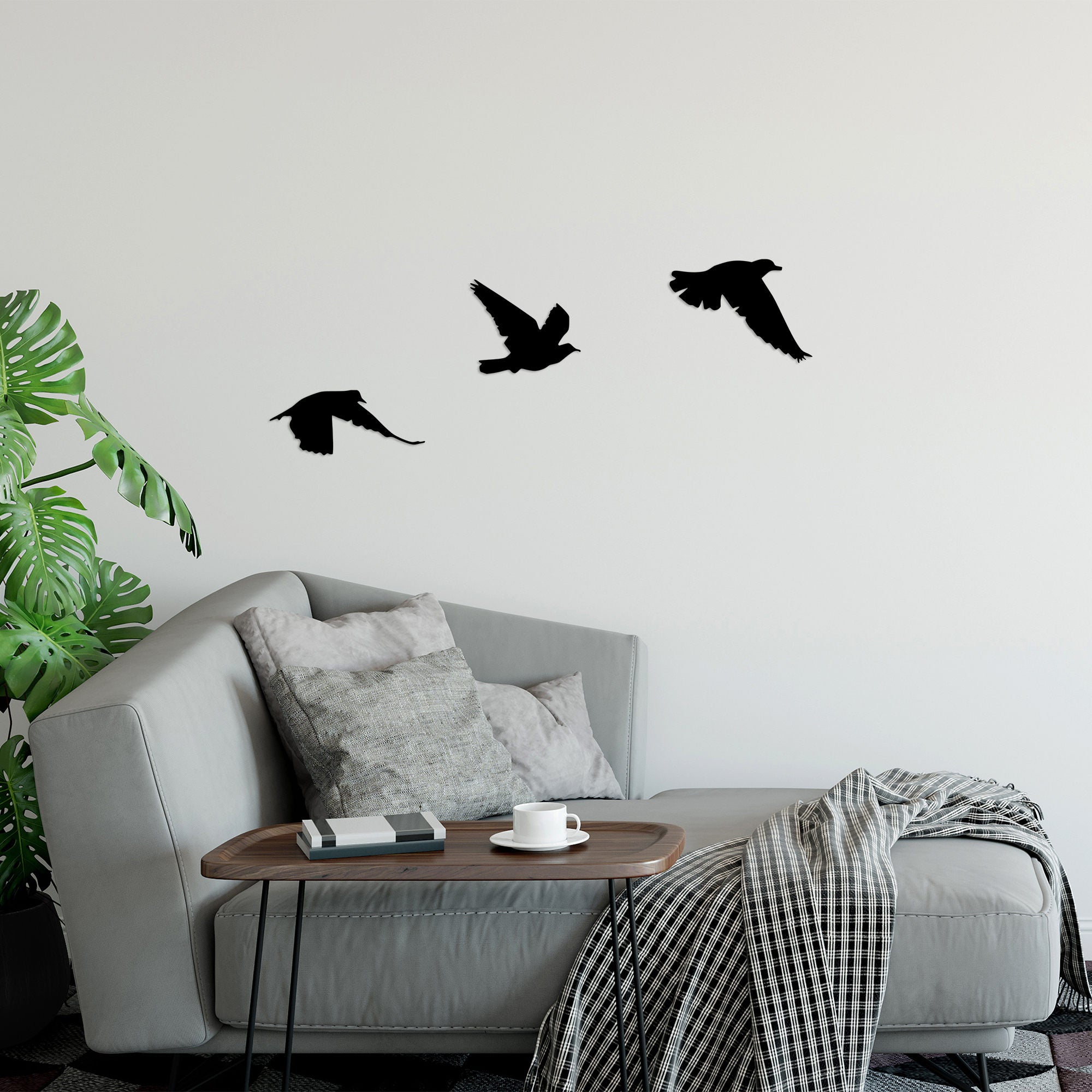 Conjunto de acessórios de parede decorativos – 15 x 13 cm, 21 x 9 cm, 20 x 14 cm – preto – metal