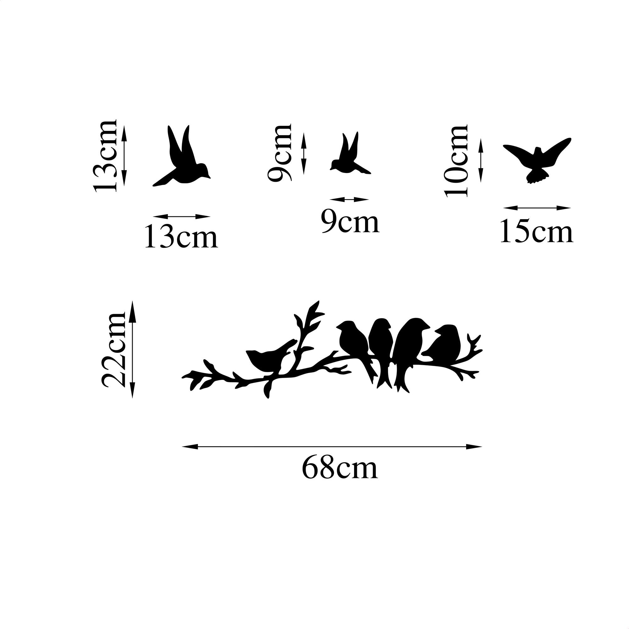 Acessório de Parede Decorativo – 4 peças – Preto – Metal