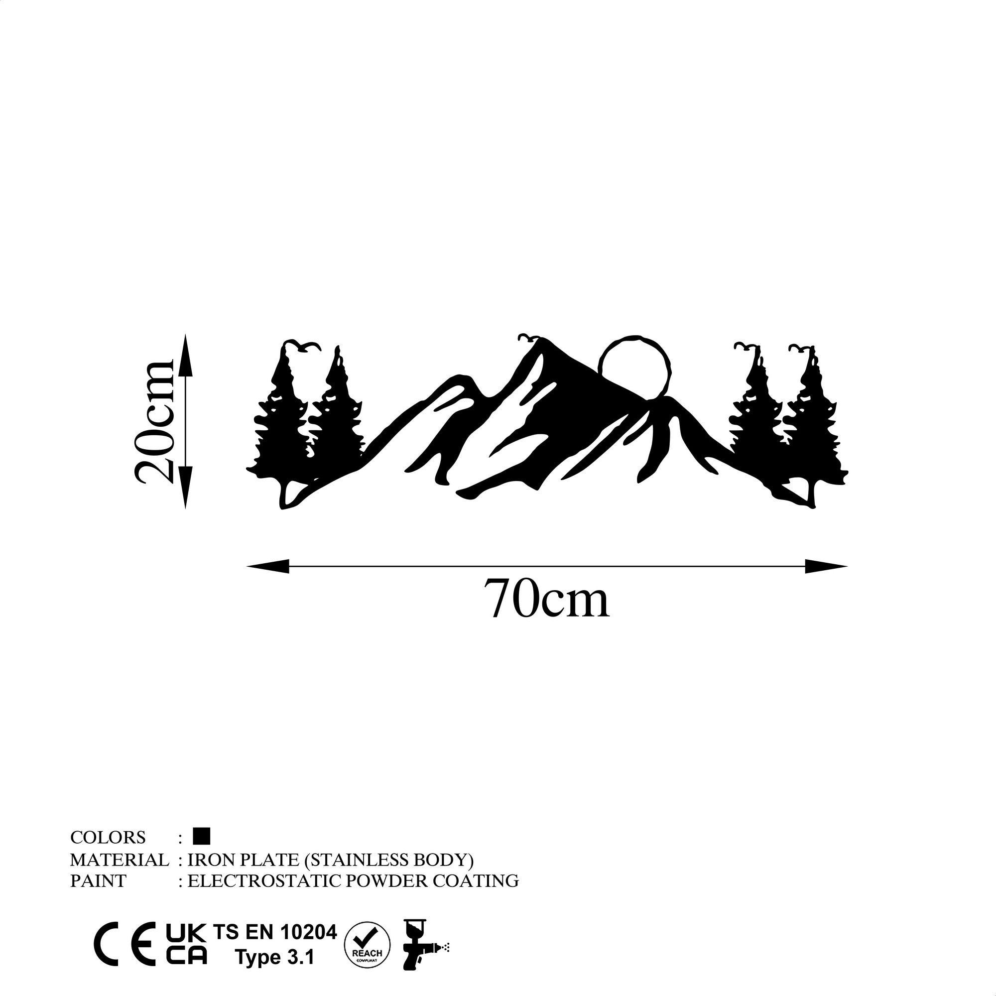 Acessório de Parede Decorativo – 20 x 70 cm – Preto – Metal