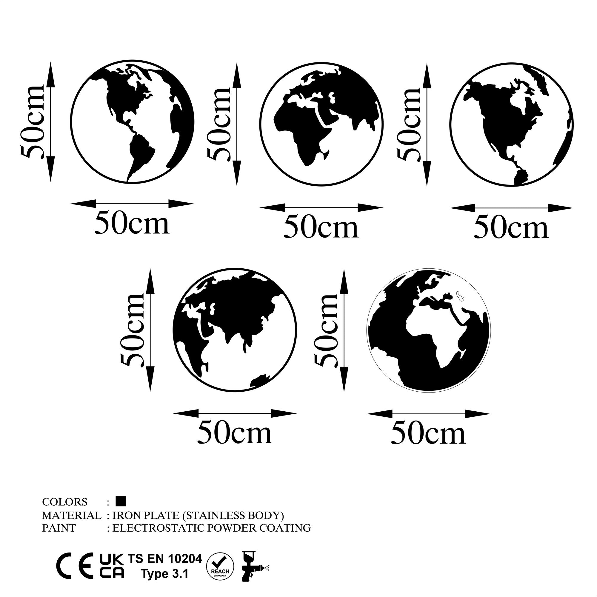 Acessório de parede decorativo – 50 x 50 cm – Preto – Metal
