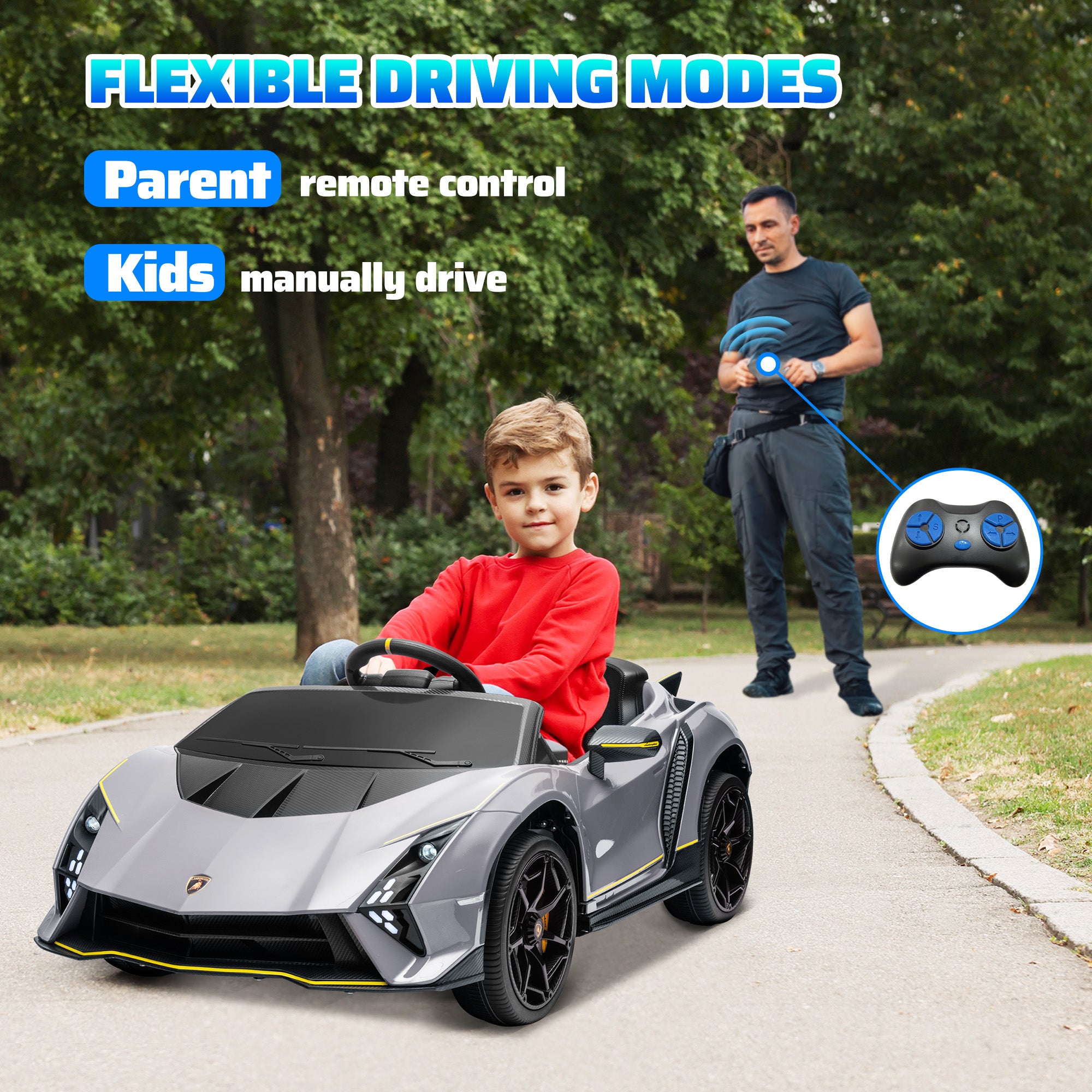Carro Elétrico para Crianças – 114,5x64x45,5 cm – Cinzento – PP e metal