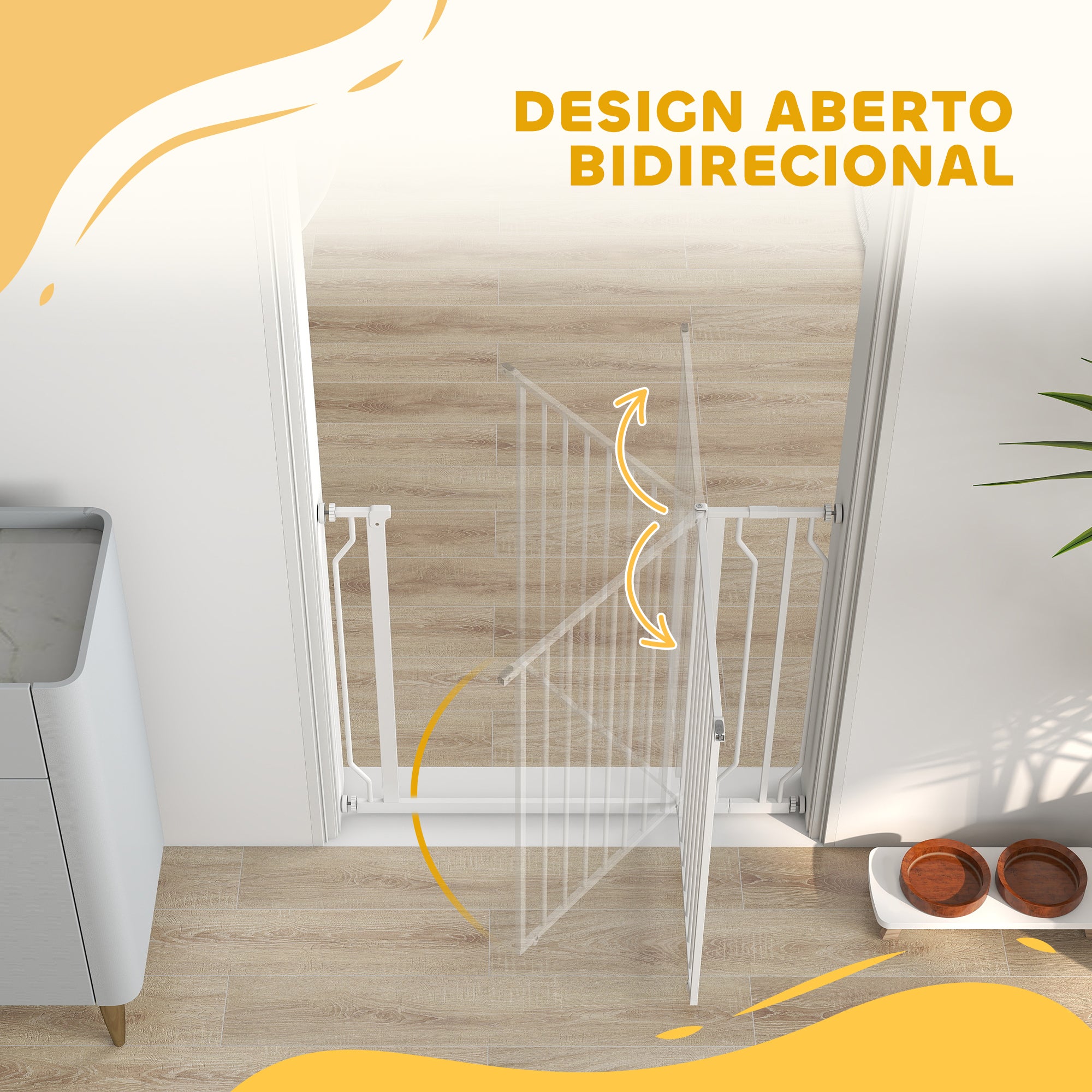 Barreira de Segurança Extensível para Cães – 75-95cm – Branco – Aço e ABS