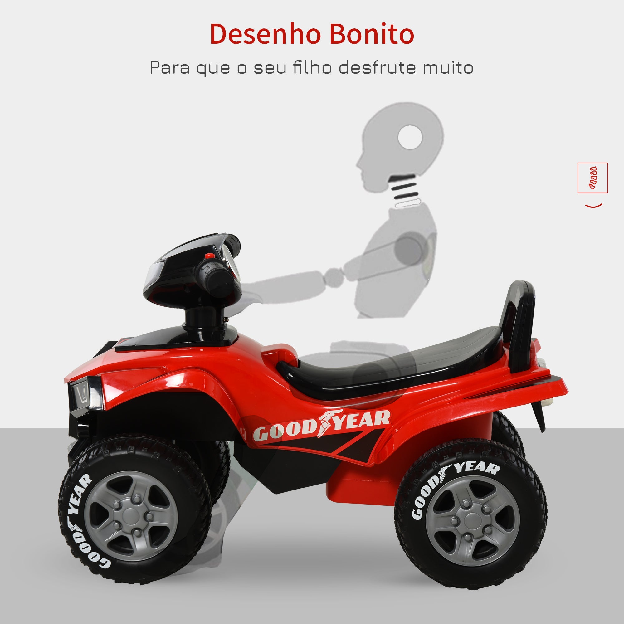 Quadriciclo Elétrico Infantil Vermelho 60x38x42 cm