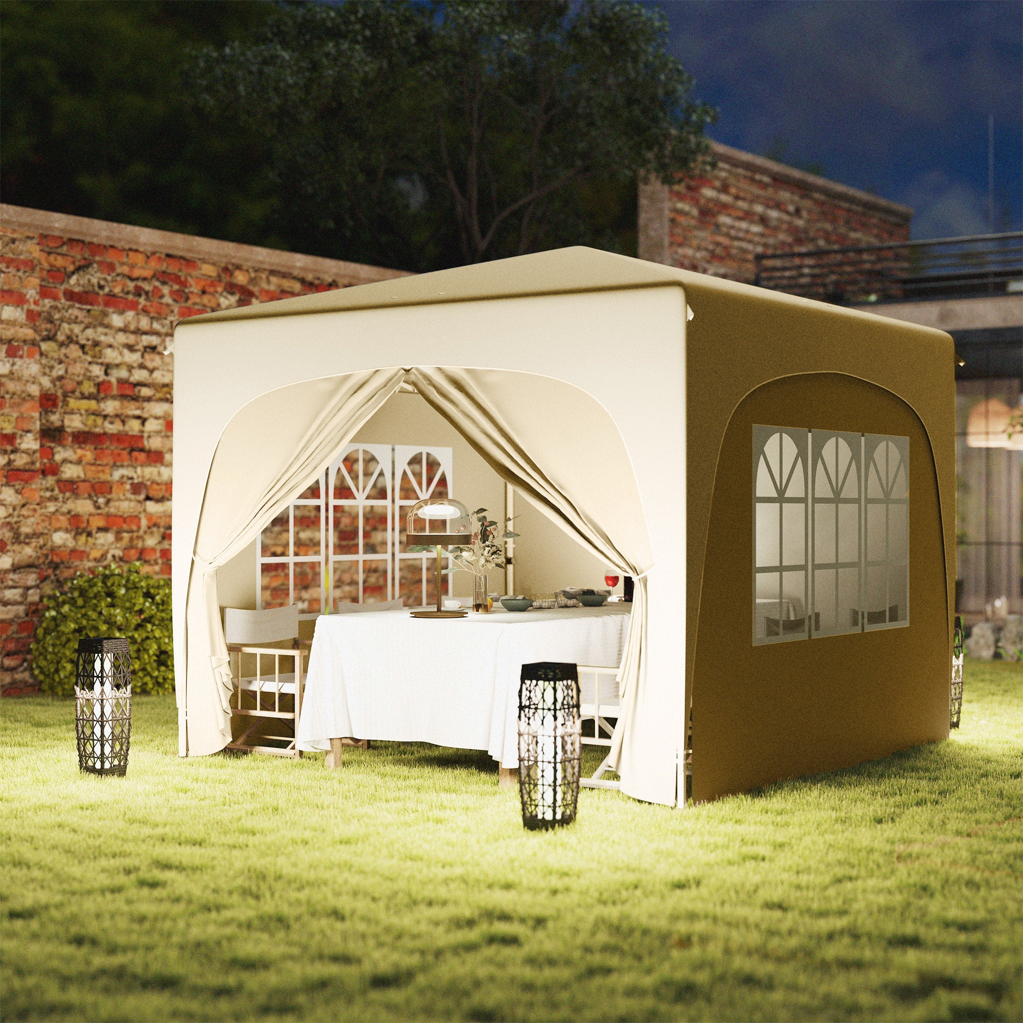 Tenda Dobrável 3x3 m Cor de Areia - Medidas 300x300x273 cm
