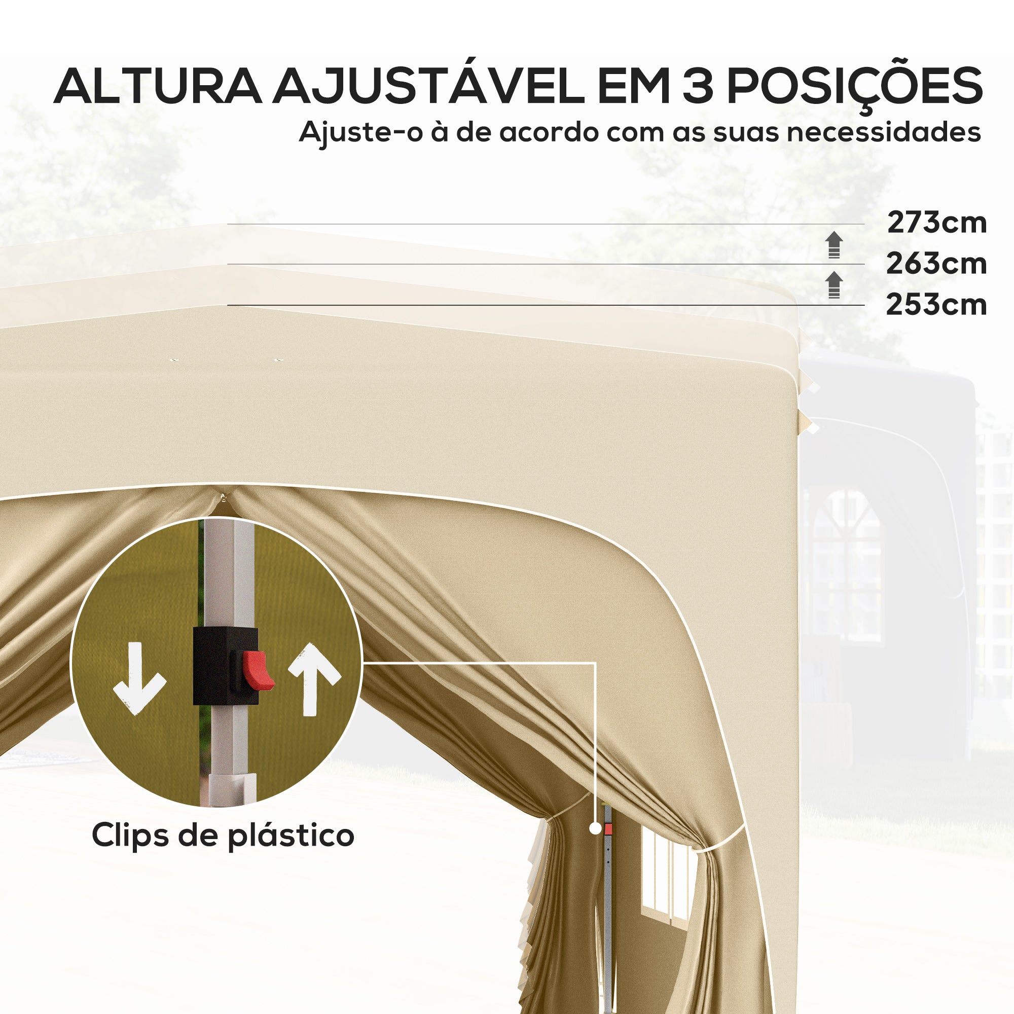 Tenda Dobrável 3x3 m Cor de Areia - Medidas 300x300x273 cm
