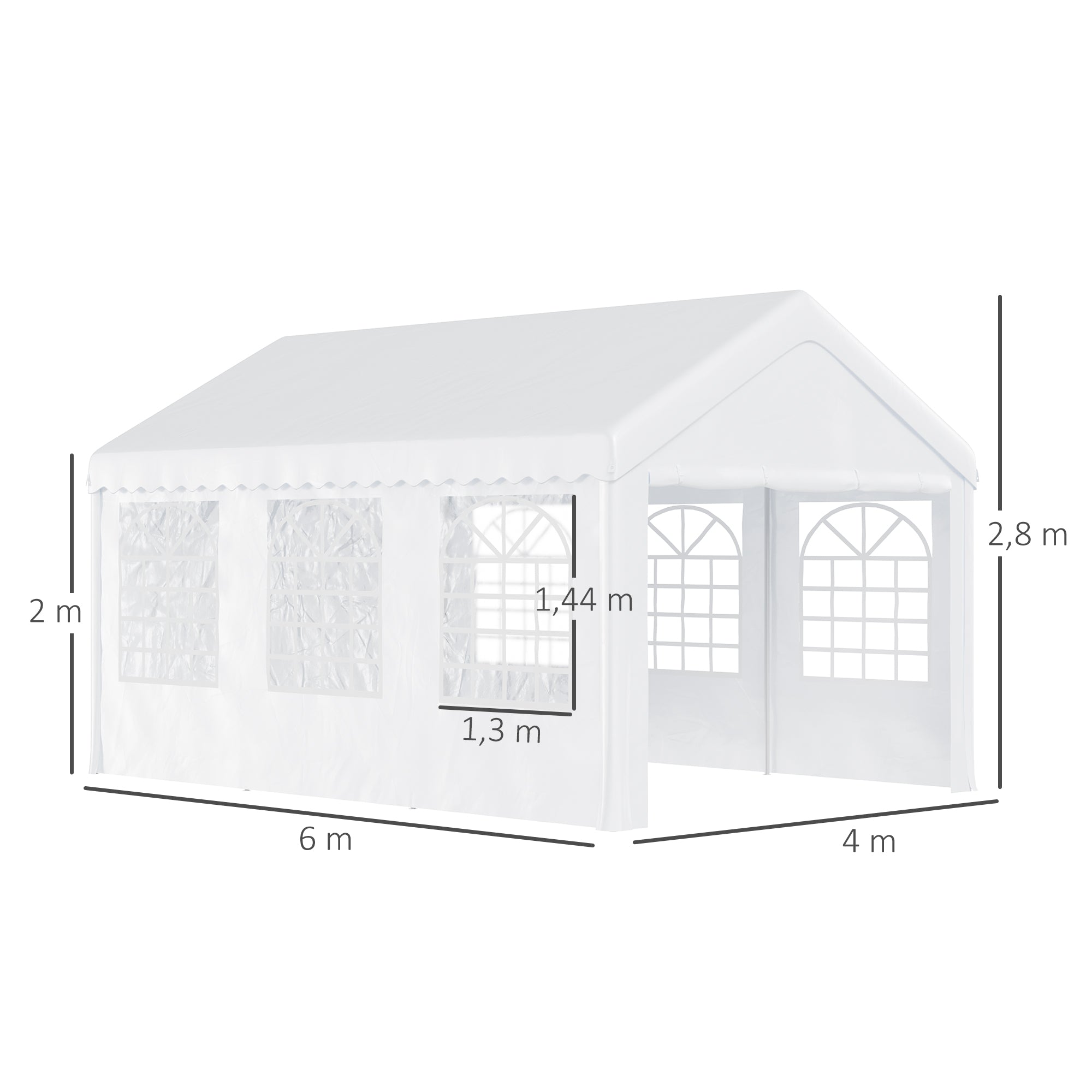 Tenda para Festas 6x4x2,8m Branca em Aço e Poliéster