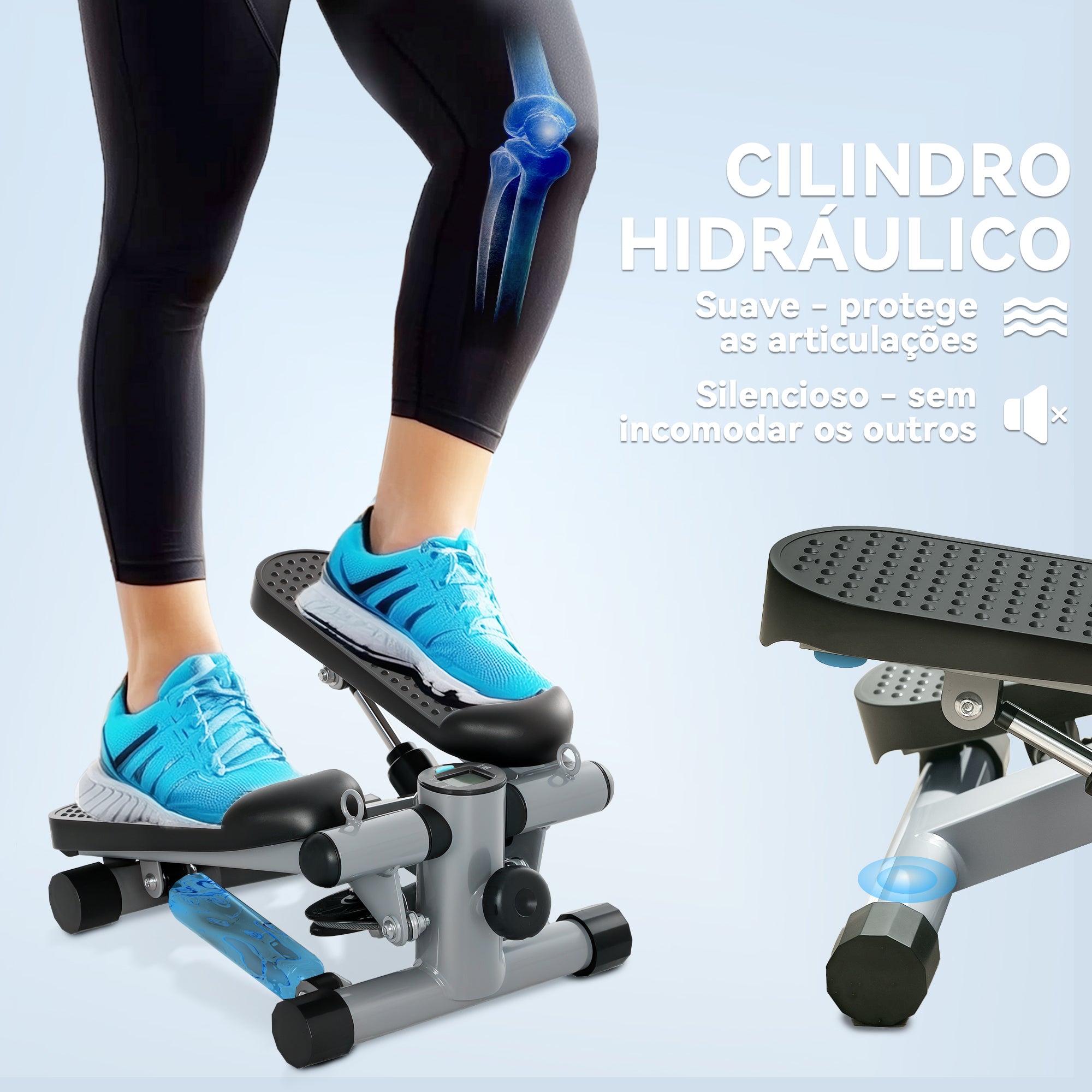Mini Step Compacto com Bandas de Resistência 41x30,5x18,5 cm Cinzento