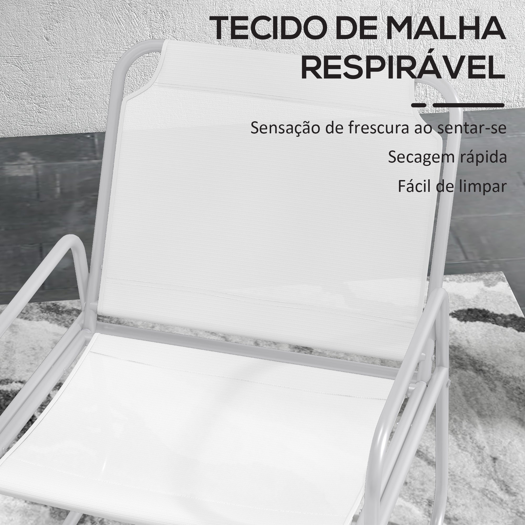 Conjunto de Móveis de Jardim Mesa Redonda e 2 Cadeiras Varanda Branco 63x57x82 cm