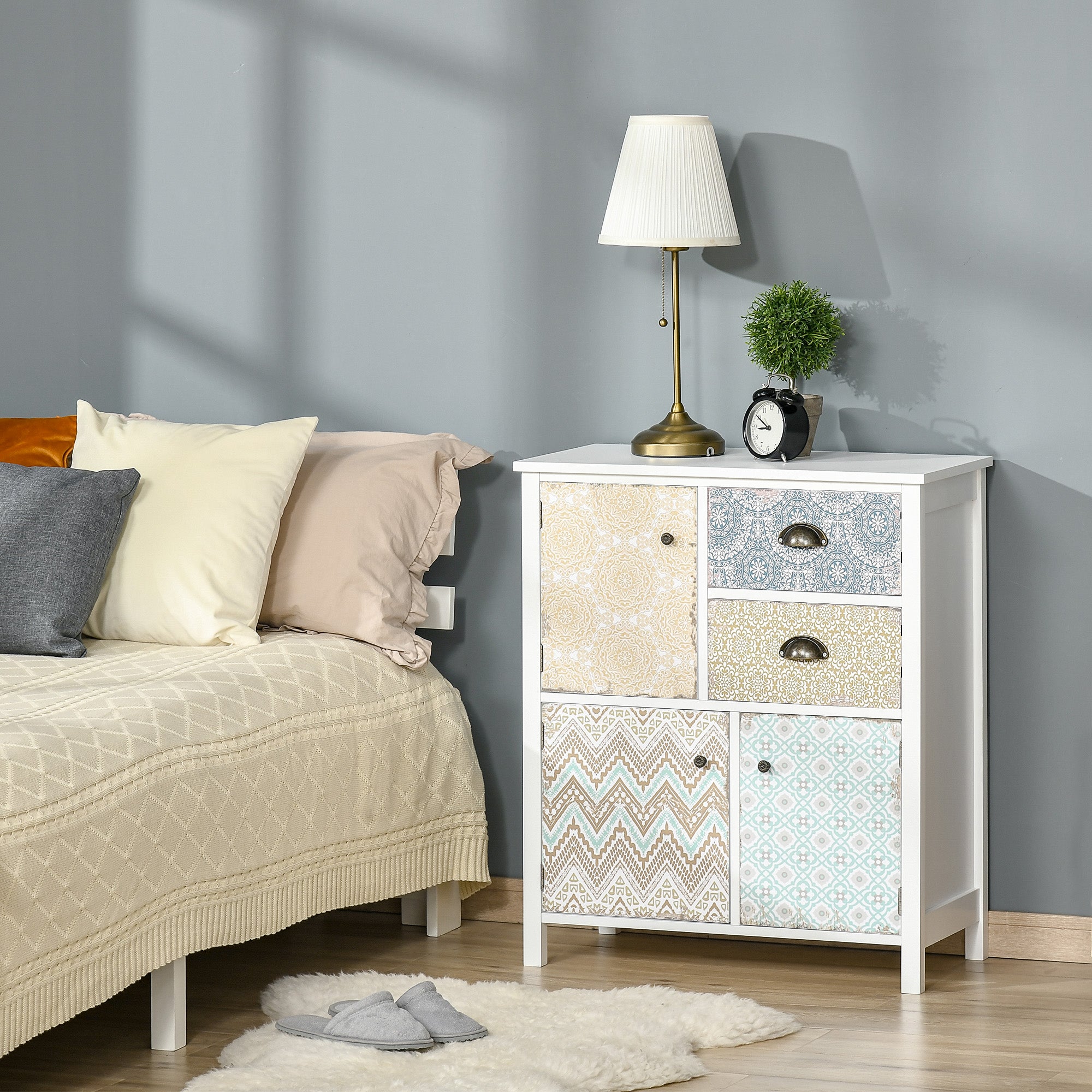 Cómoda Boémia Multicor – 68x34x80 cm – MDF e madeira