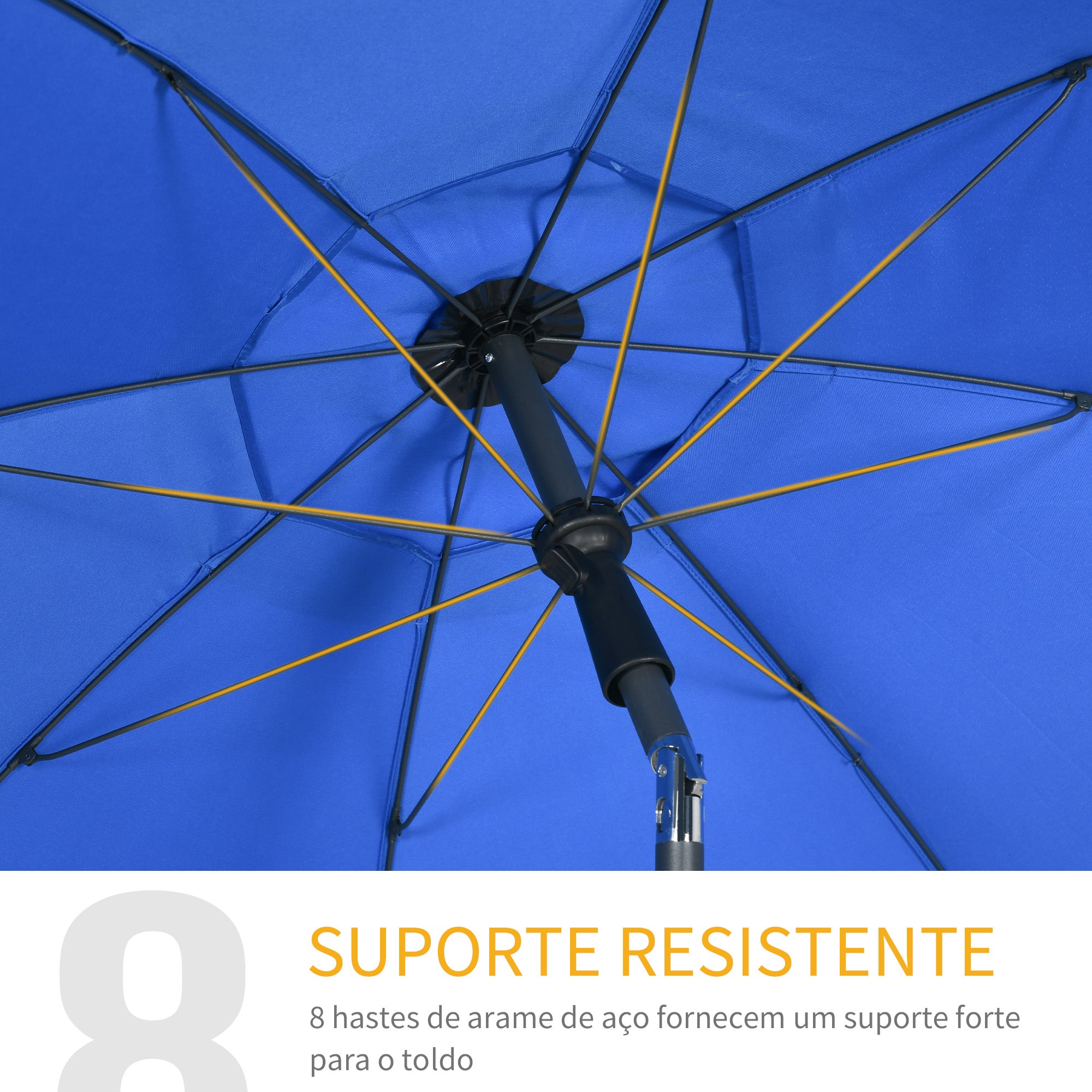 Chapéu de Sol de Praia Ø180 cm Azul - Proteção UV50+ e Ângulo Ajustável