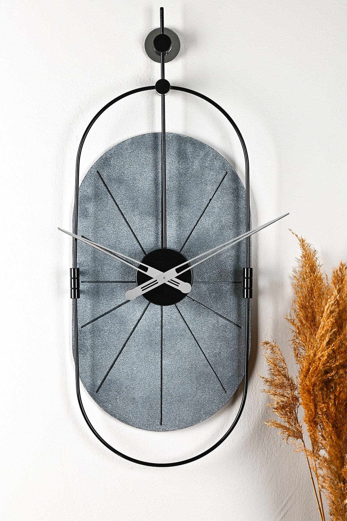 Relógio de Parede Decorativo em Metal e MDF - Design Moderno Silencioso 77x29cm