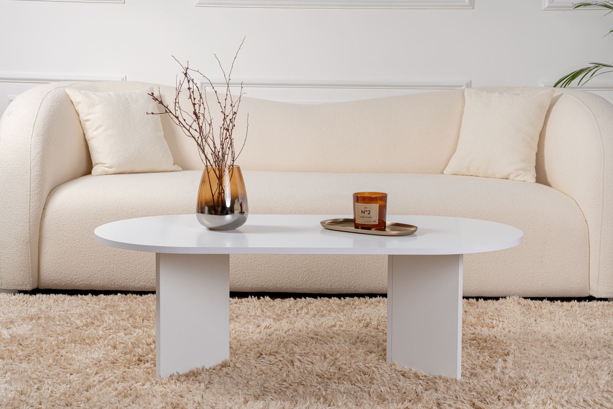 Mesa de Centro – 119 x 60 x 40 cm – Branca – Aglomerado revestido em melamina