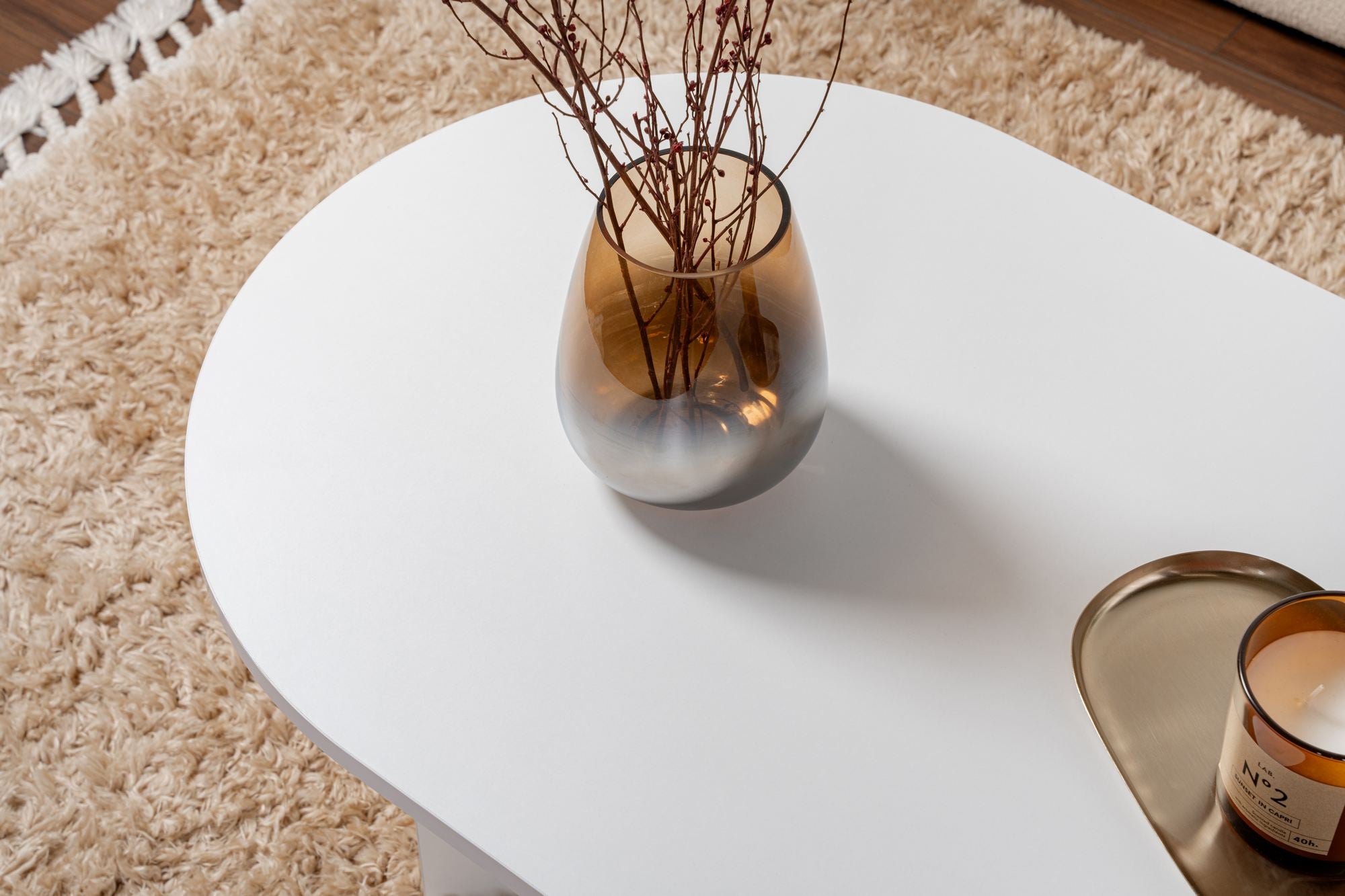 Mesa de Centro – 119 x 60 x 40 cm – Branca – Aglomerado revestido em melamina